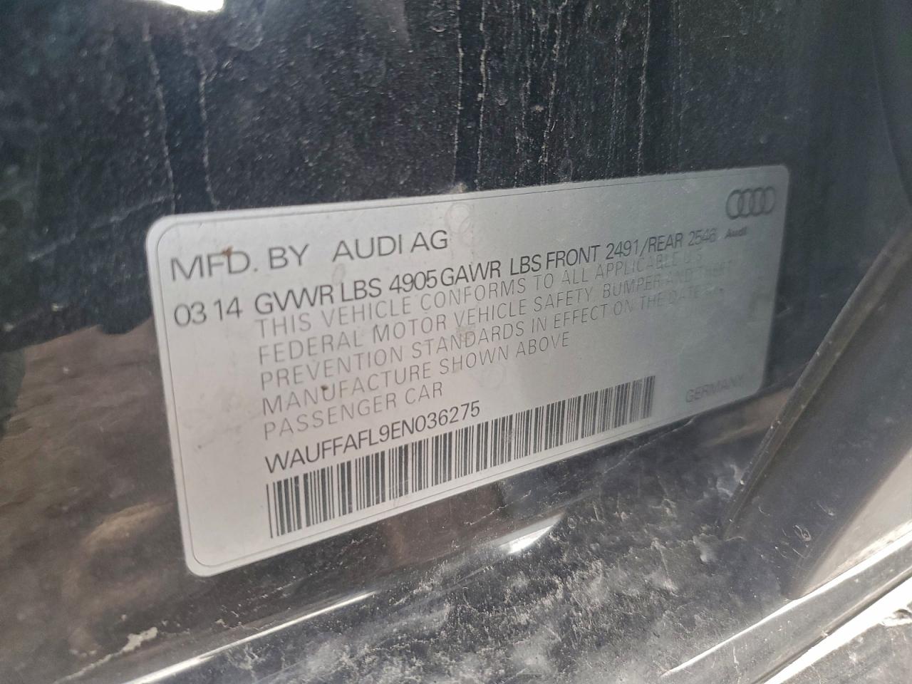 2014 Audi A4 Premium Plus Black vin: WAUFFAFL9EN036275