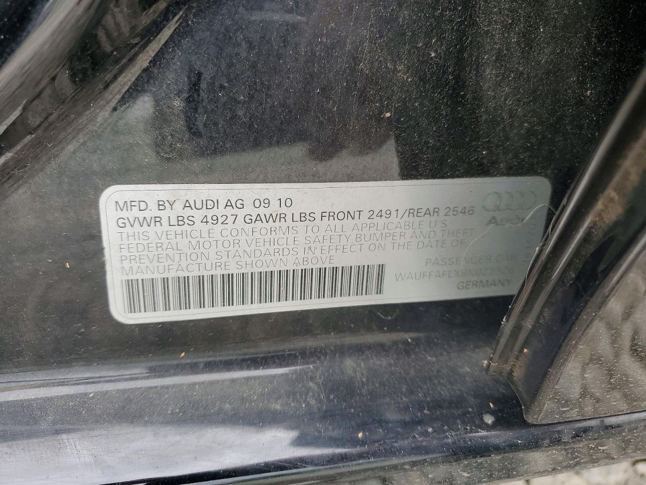 2011 Audi A4 Premium Plus Black vin: WAUFFAFLXBN022526