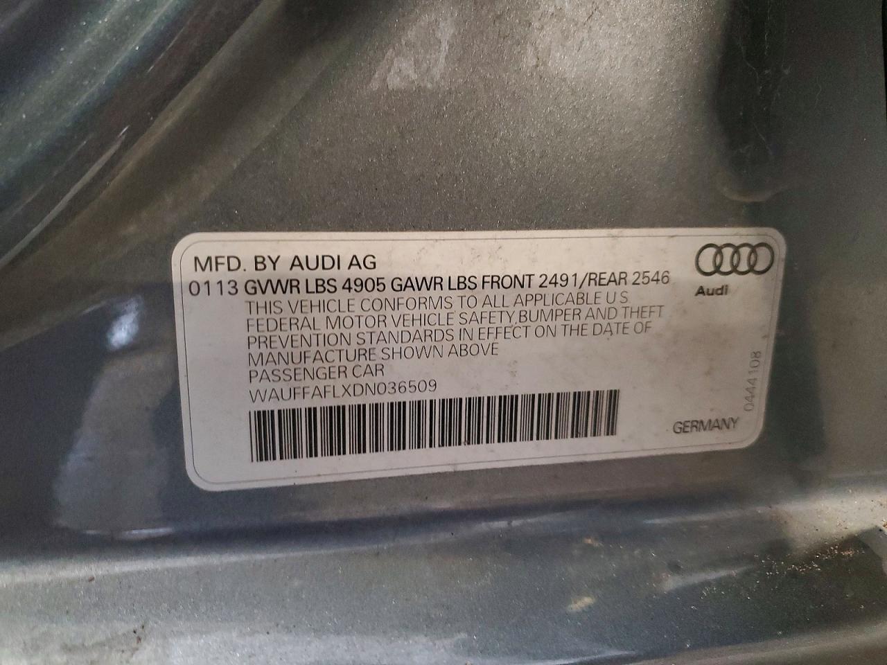 2013 Audi A4 Premium Plus Серый vin: WAUFFAFLXDN036509
