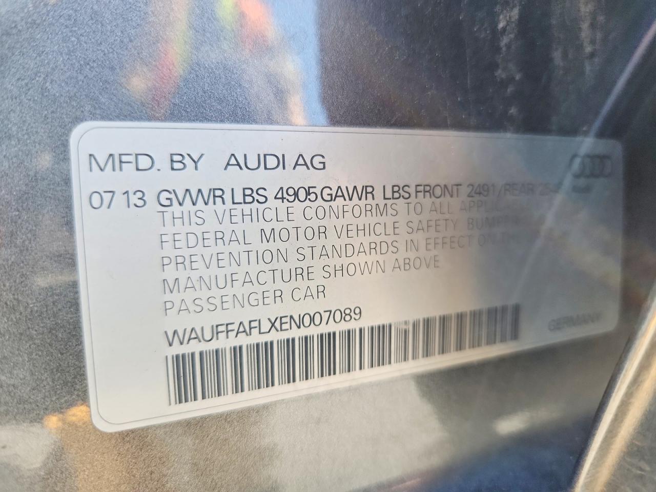 2014 Audi A4 Premium Plus Gray vin: WAUFFAFLXEN007089