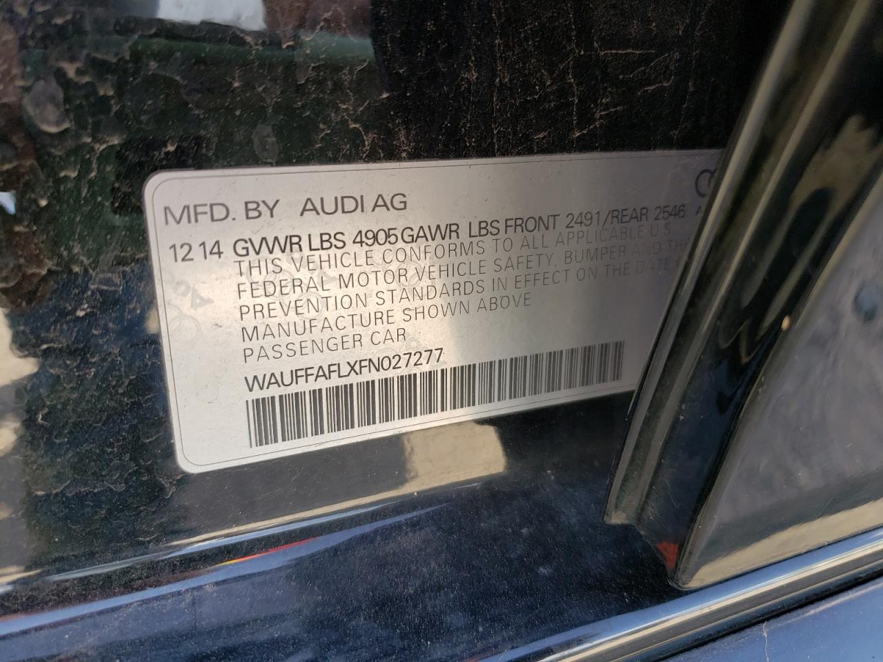 2015 Audi A4 Premium Plus Black vin: WAUFFAFLXFN027277