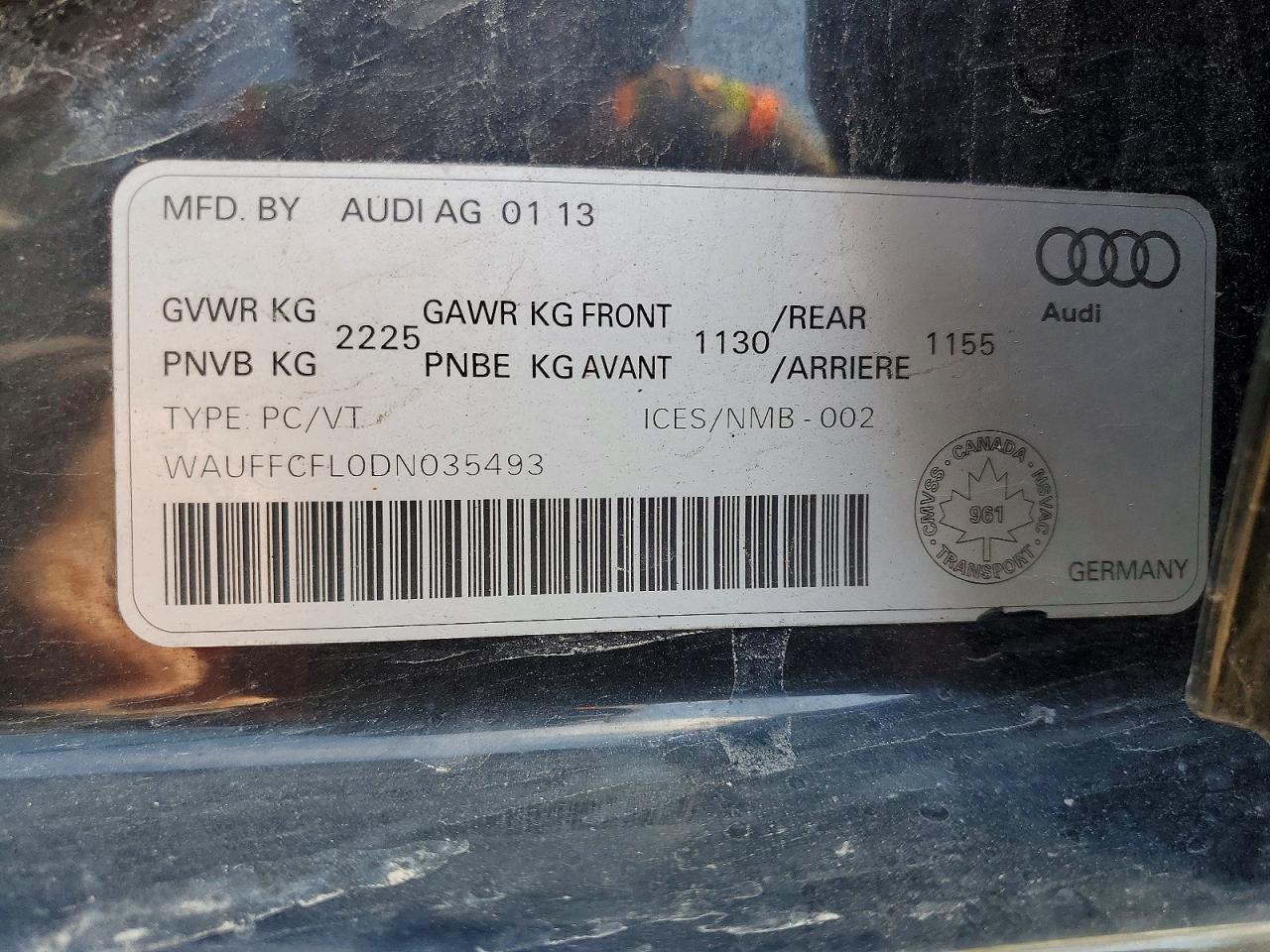 2013 Audi A4 Premium Plus Черный vin: WAUFFCFL0DN035493