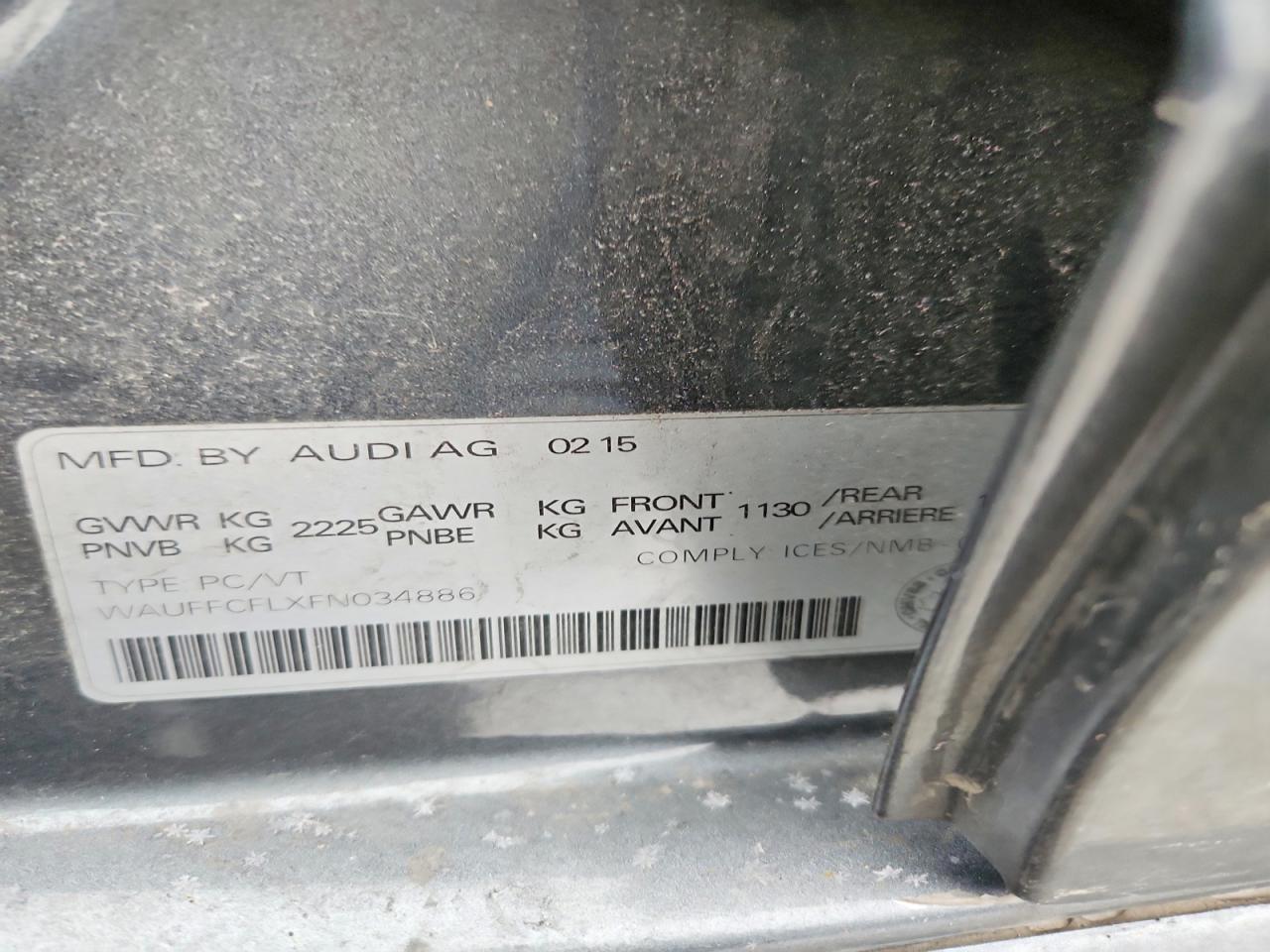 2015 Audi A4 Premium Plus Gray vin: WAUFFCFLXFN034886