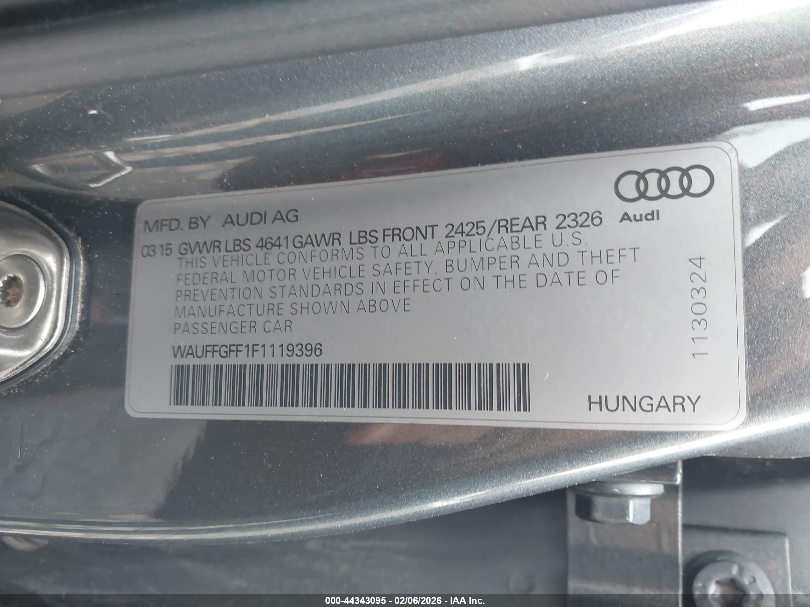 2015 Audi S3 2.0t Premium Plus Gray vin: WAUFFGFF1F1119396