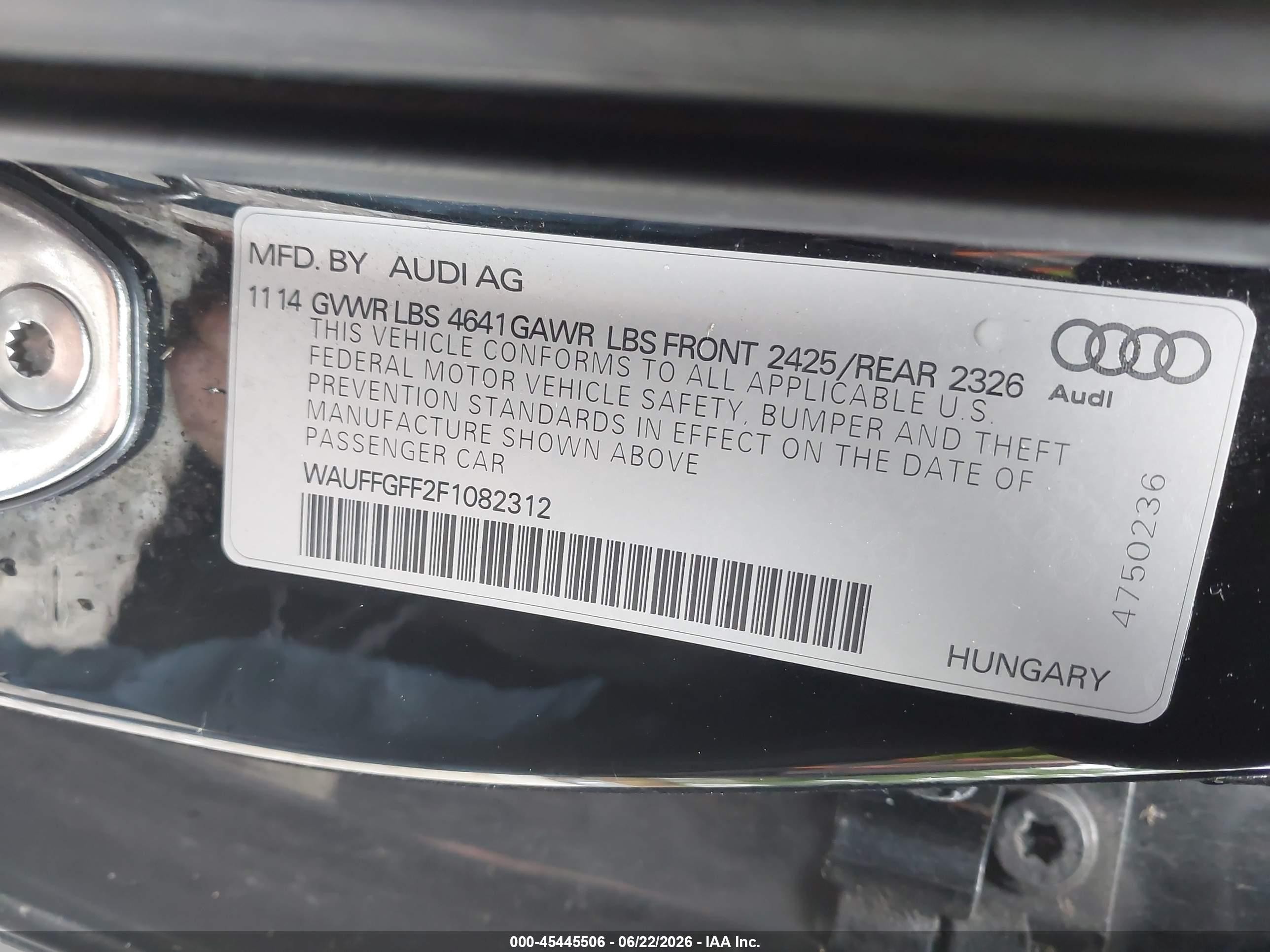 2015 Audi S3 2.0t Premium Plus Black vin: WAUFFGFF2F1082312