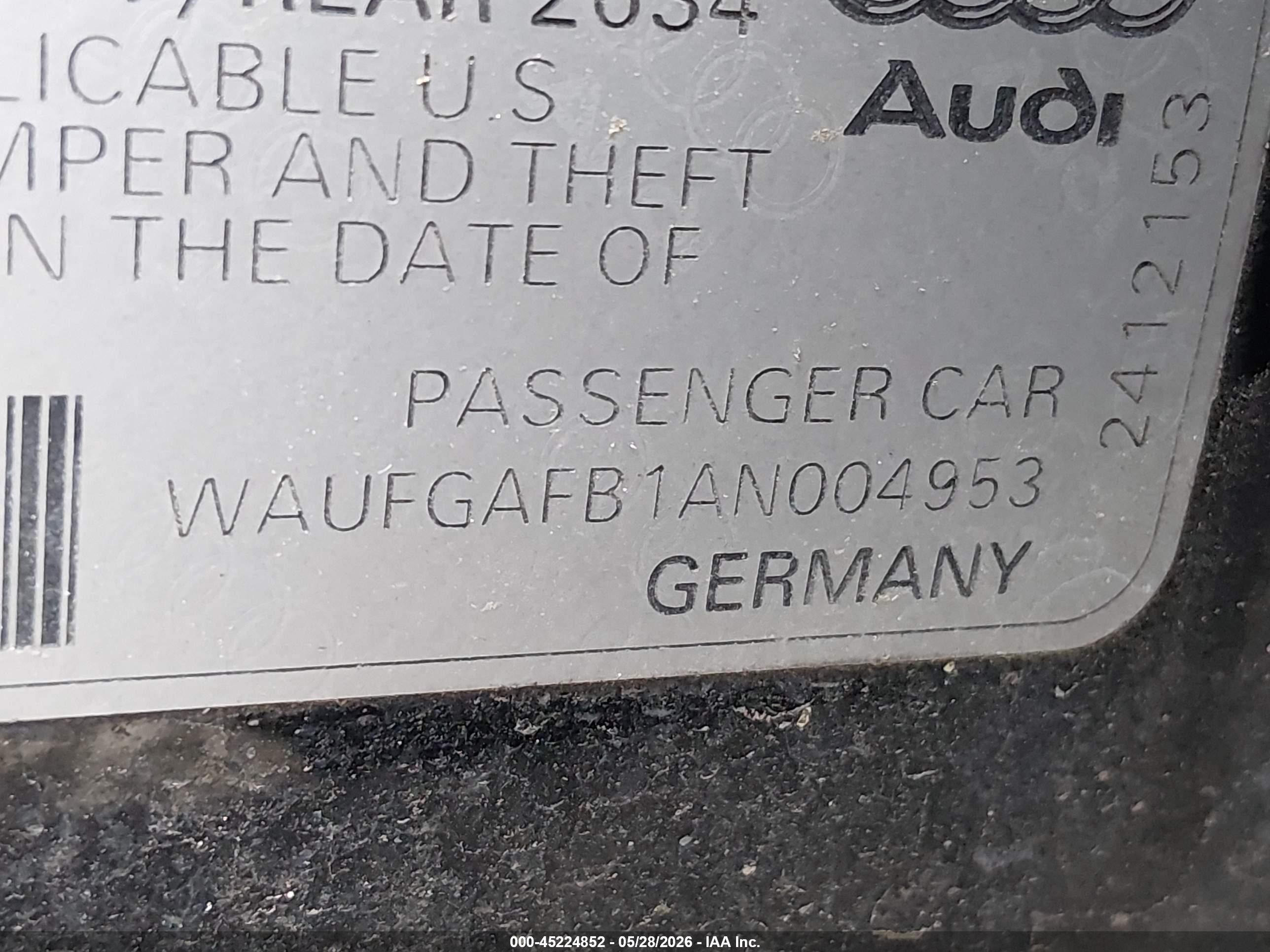 2010 Audi A6 3.0 Premium Black vin: WAUFGAFB1AN004953