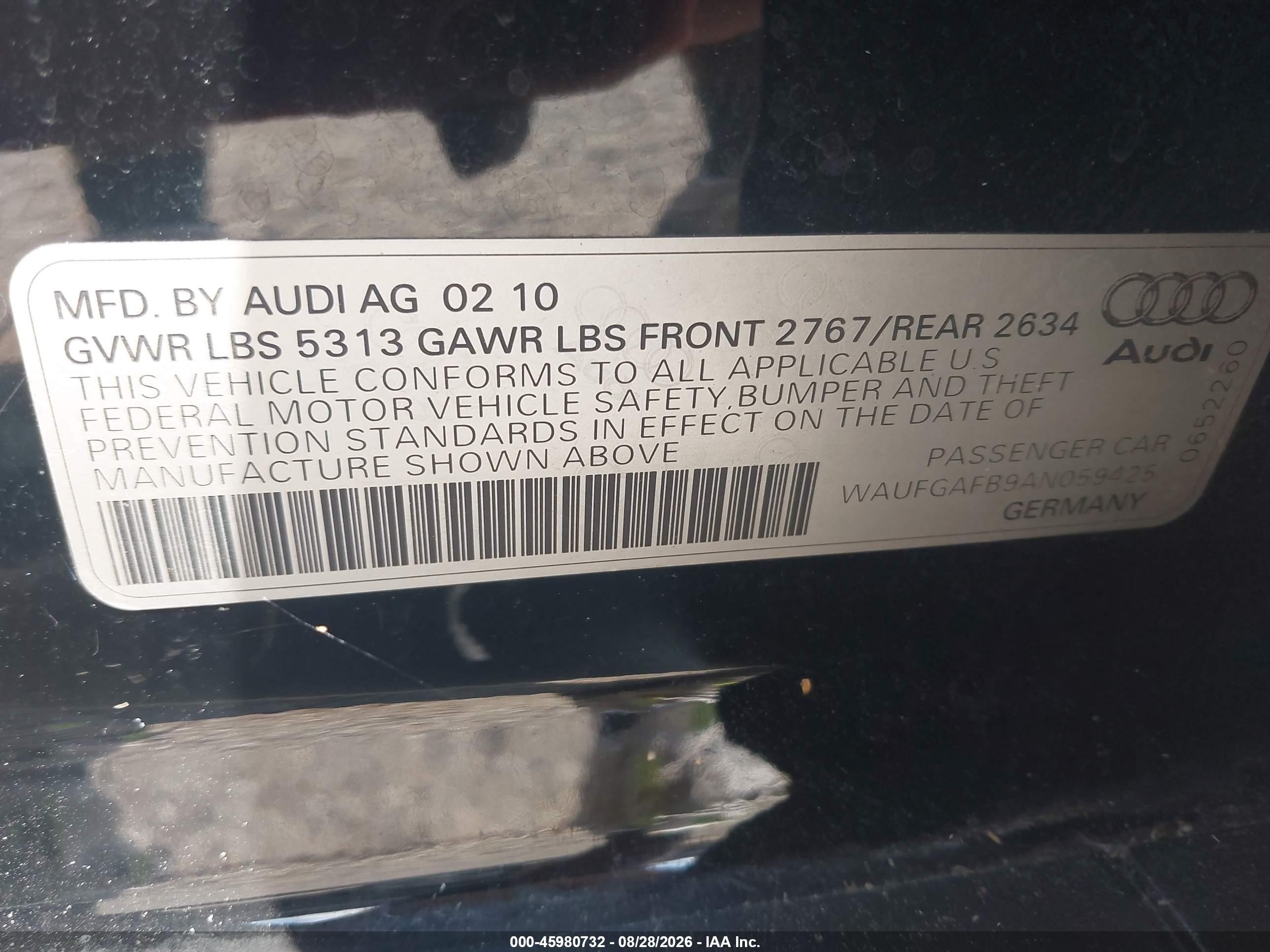 2010 Audi A6 3.0 Premium Черный vin: WAUFGAFB9AN059425