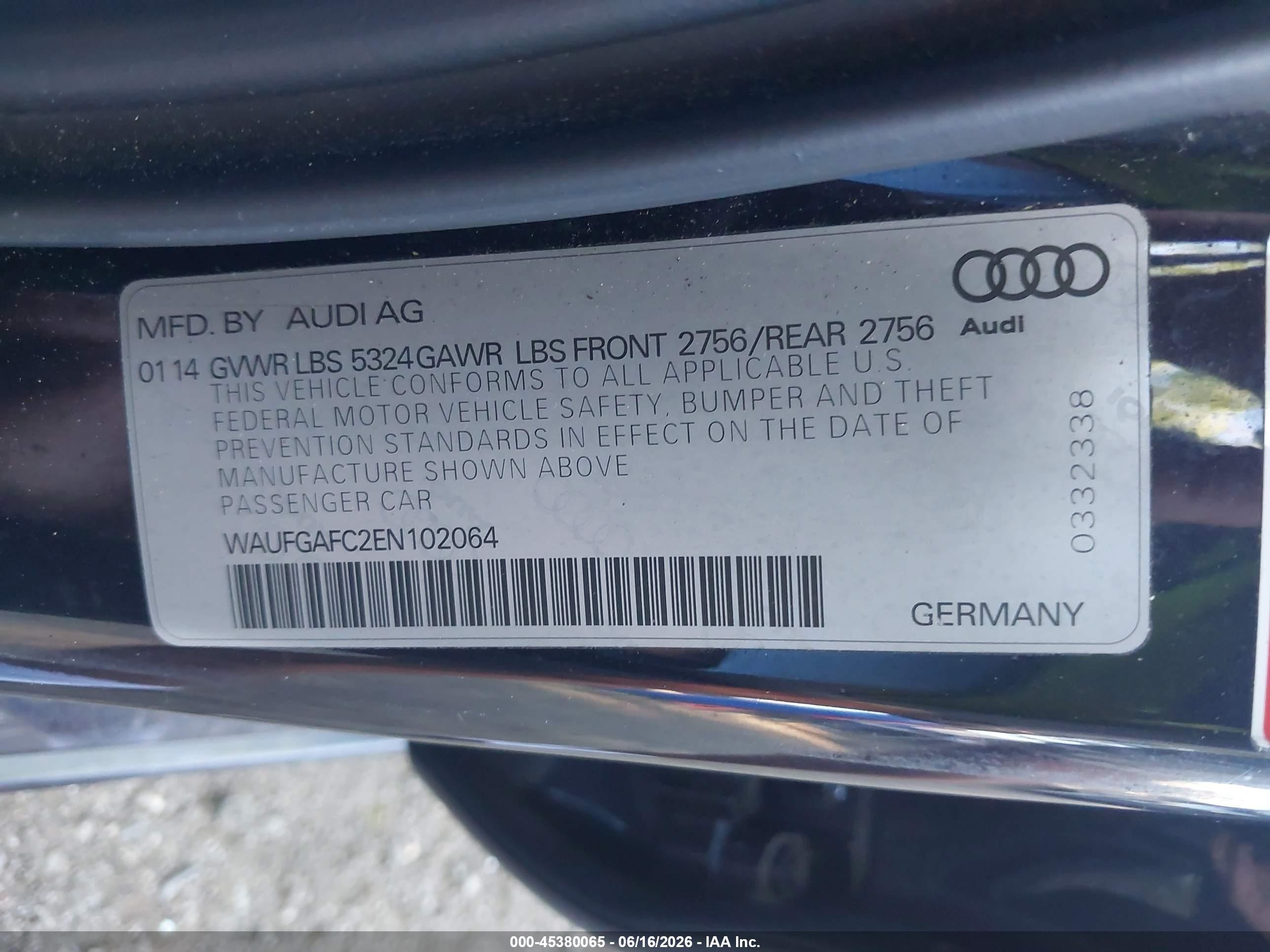 2014 Audi A6 3.0t Premium Plus Blue vin: WAUFGAFC2EN102064