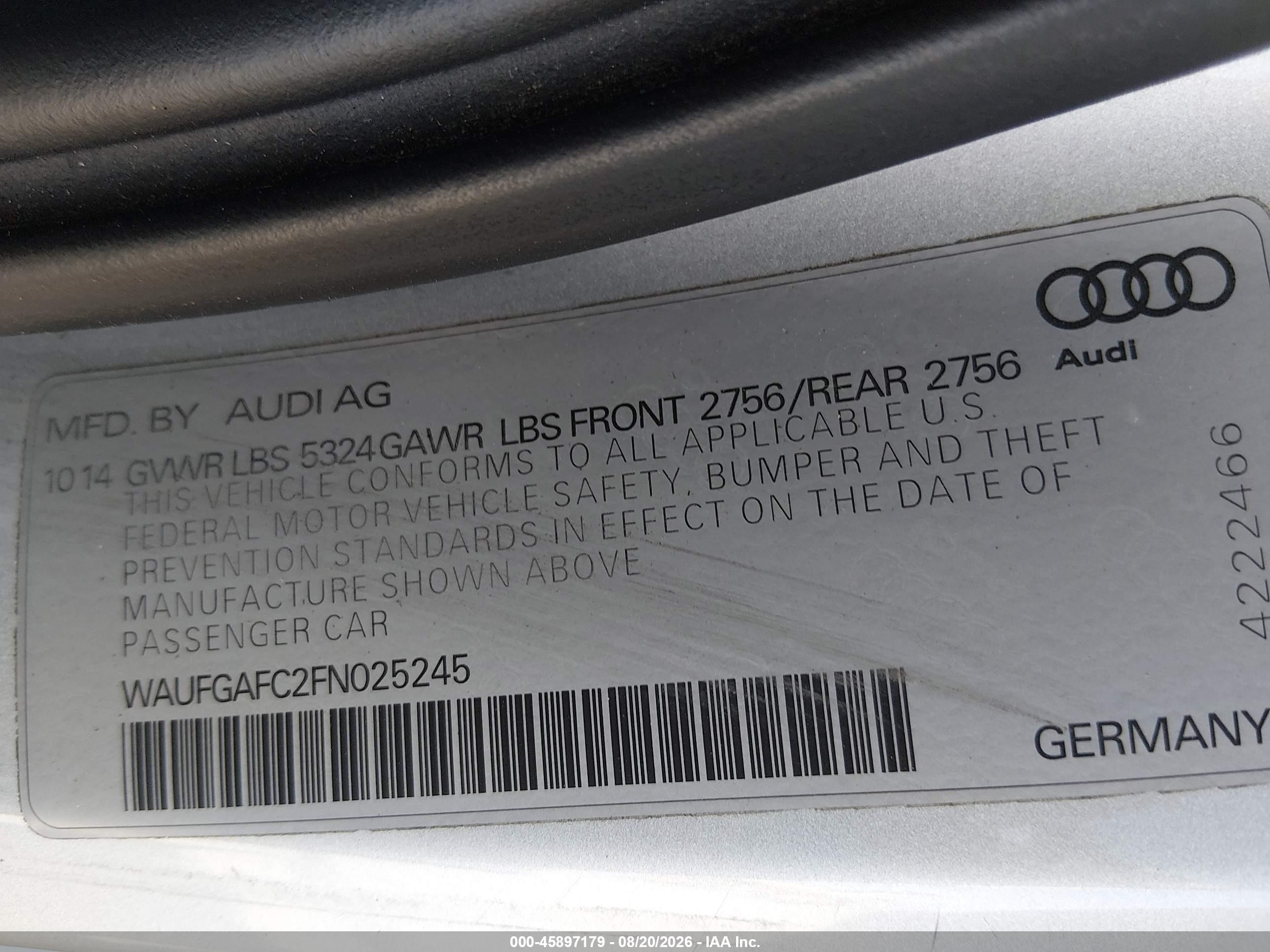 2015 Audi A6 3.0t Premium Plus Silver vin: WAUFGAFC2FN025245