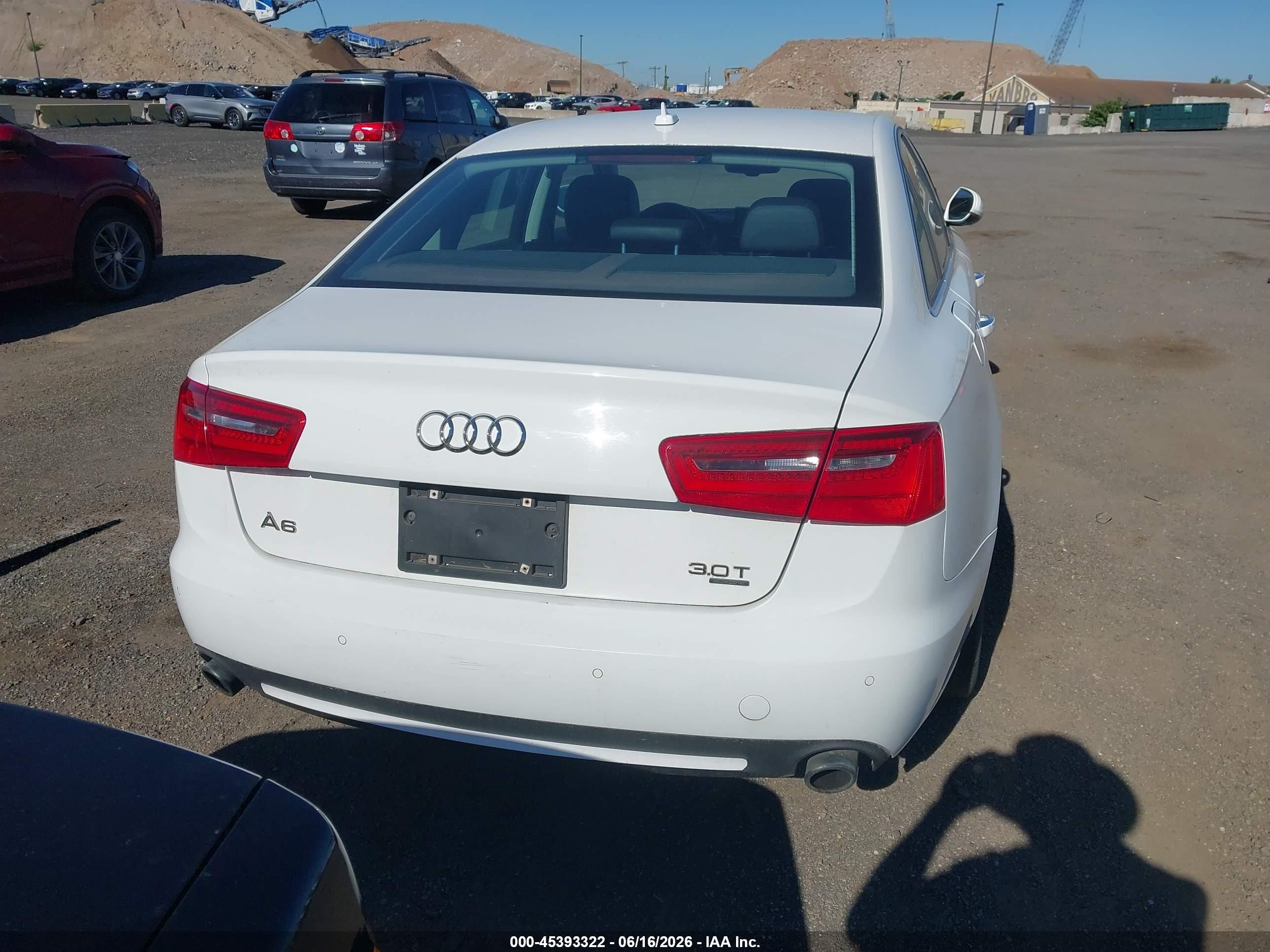 2014 Audi A6 3.0t Premium Plus White vin: WAUFGAFC4EN039419