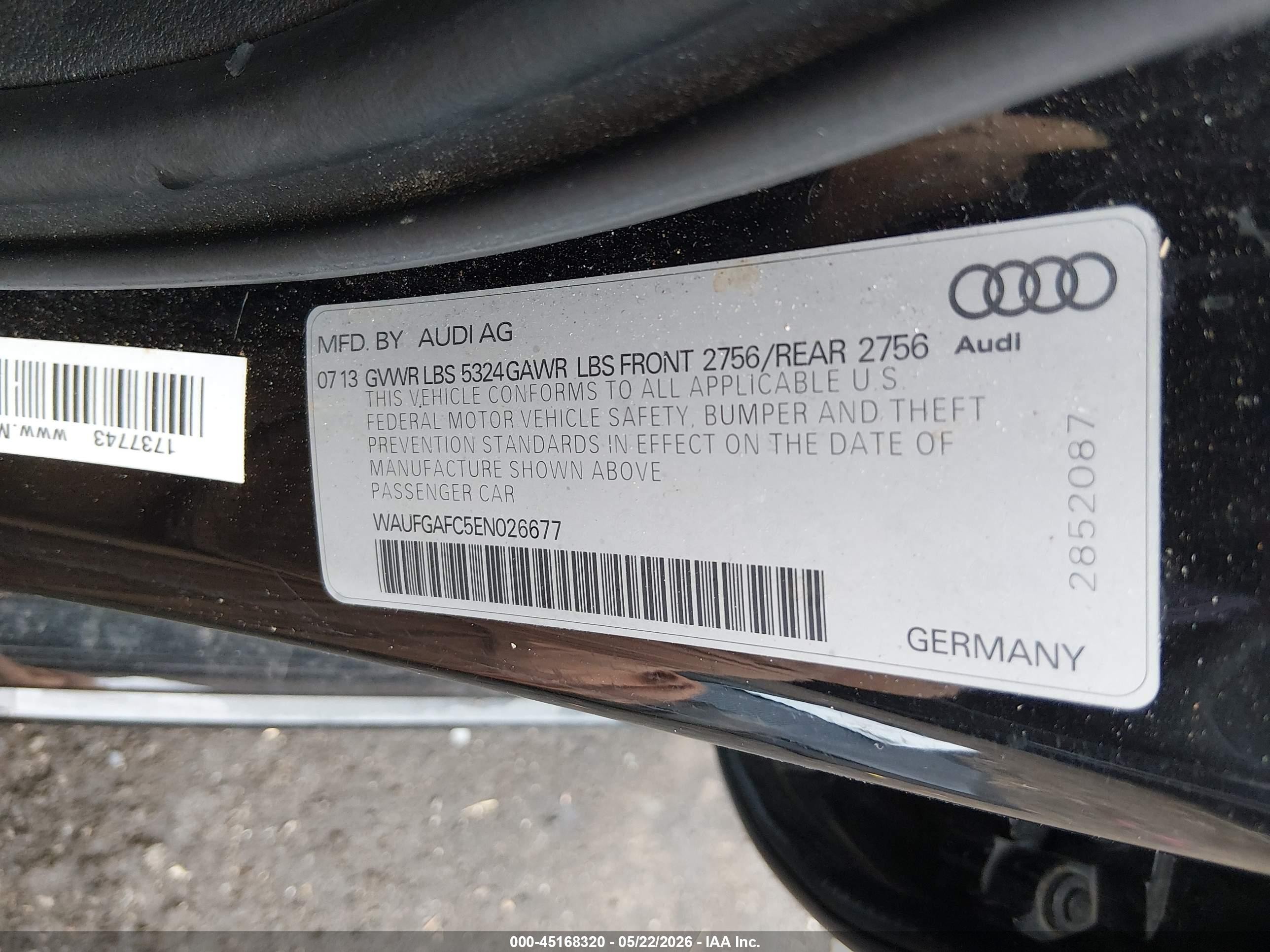 2014 Audi A6 3.0t Premium Plus Черный vin: WAUFGAFC5EN026677