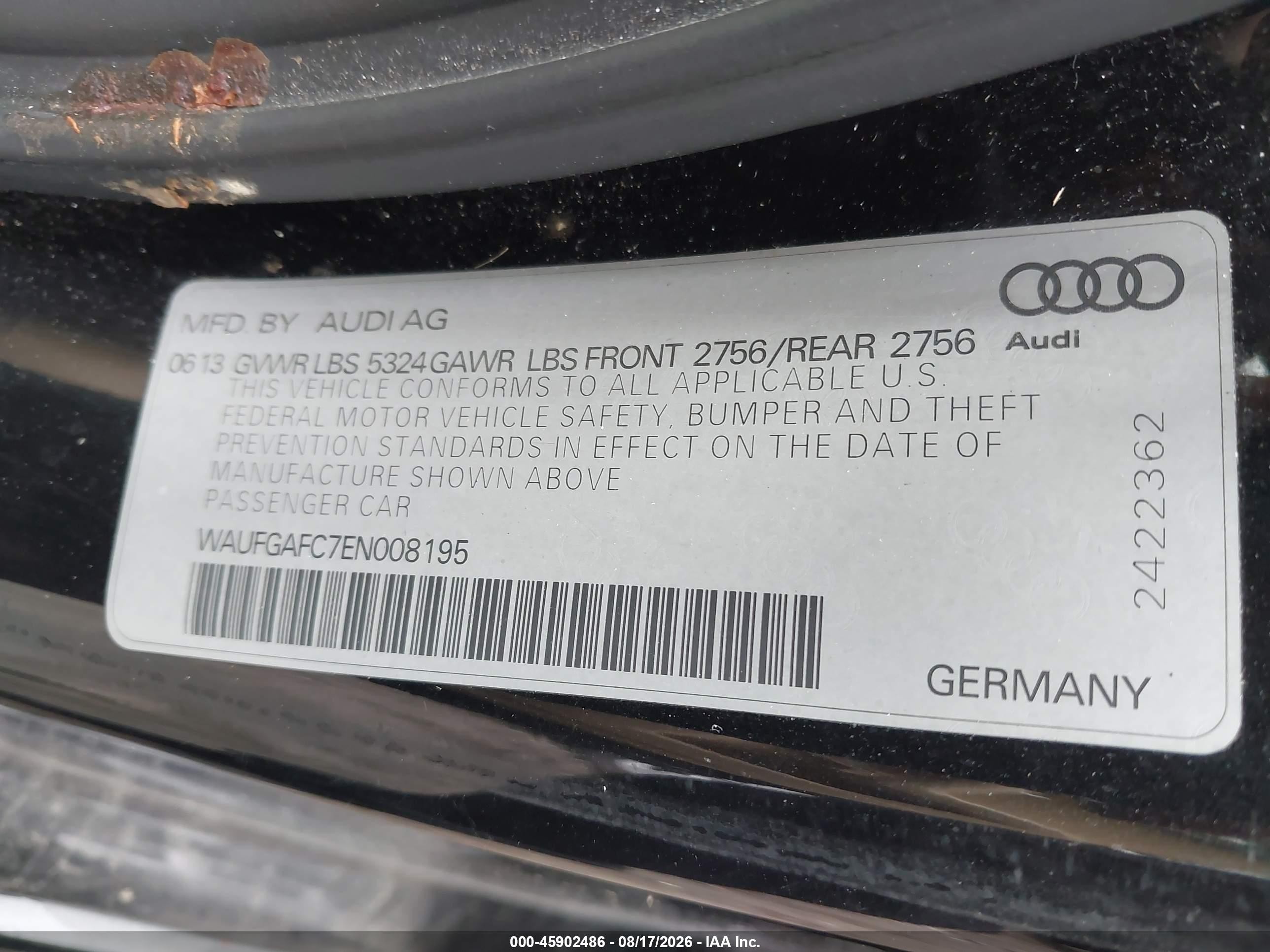 2014 Audi A6 3.0t Premium Plus Черный vin: WAUFGAFC7EN008195