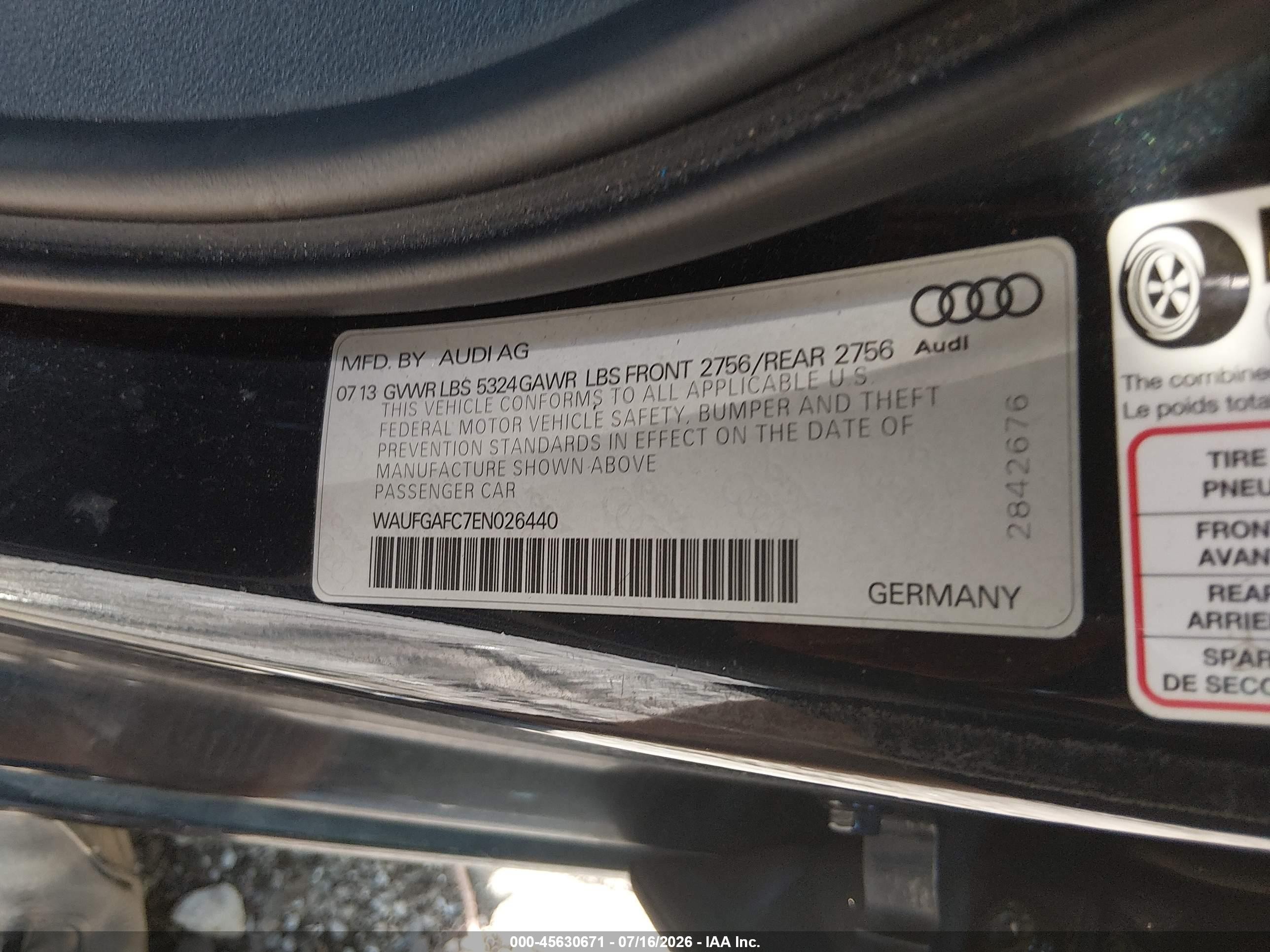 2014 Audi A6 3.0t Premium Plus Black vin: WAUFGAFC7EN026440