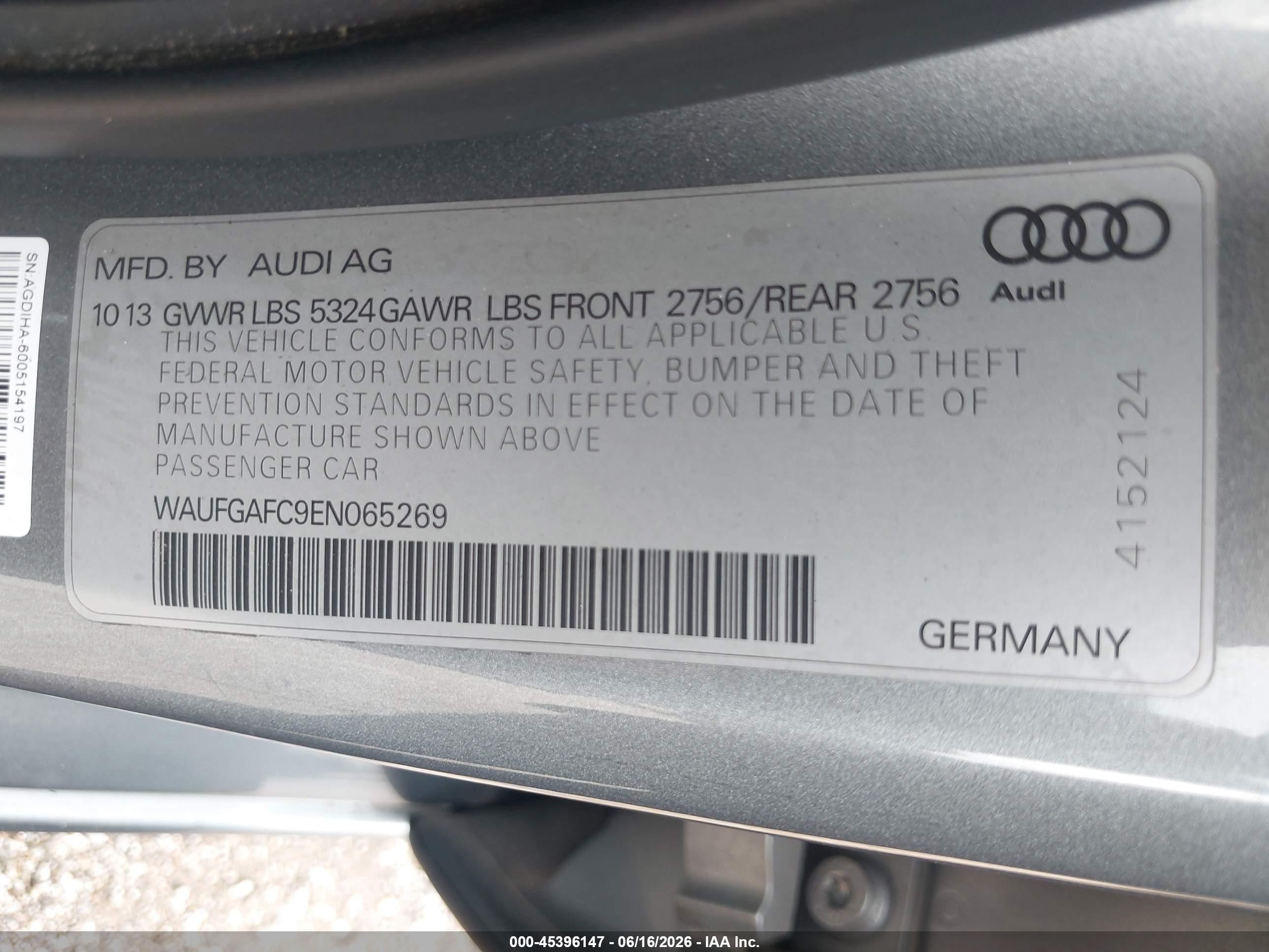 2014 Audi A6 3.0t Premium Plus Silver vin: WAUFGAFC9EN065269