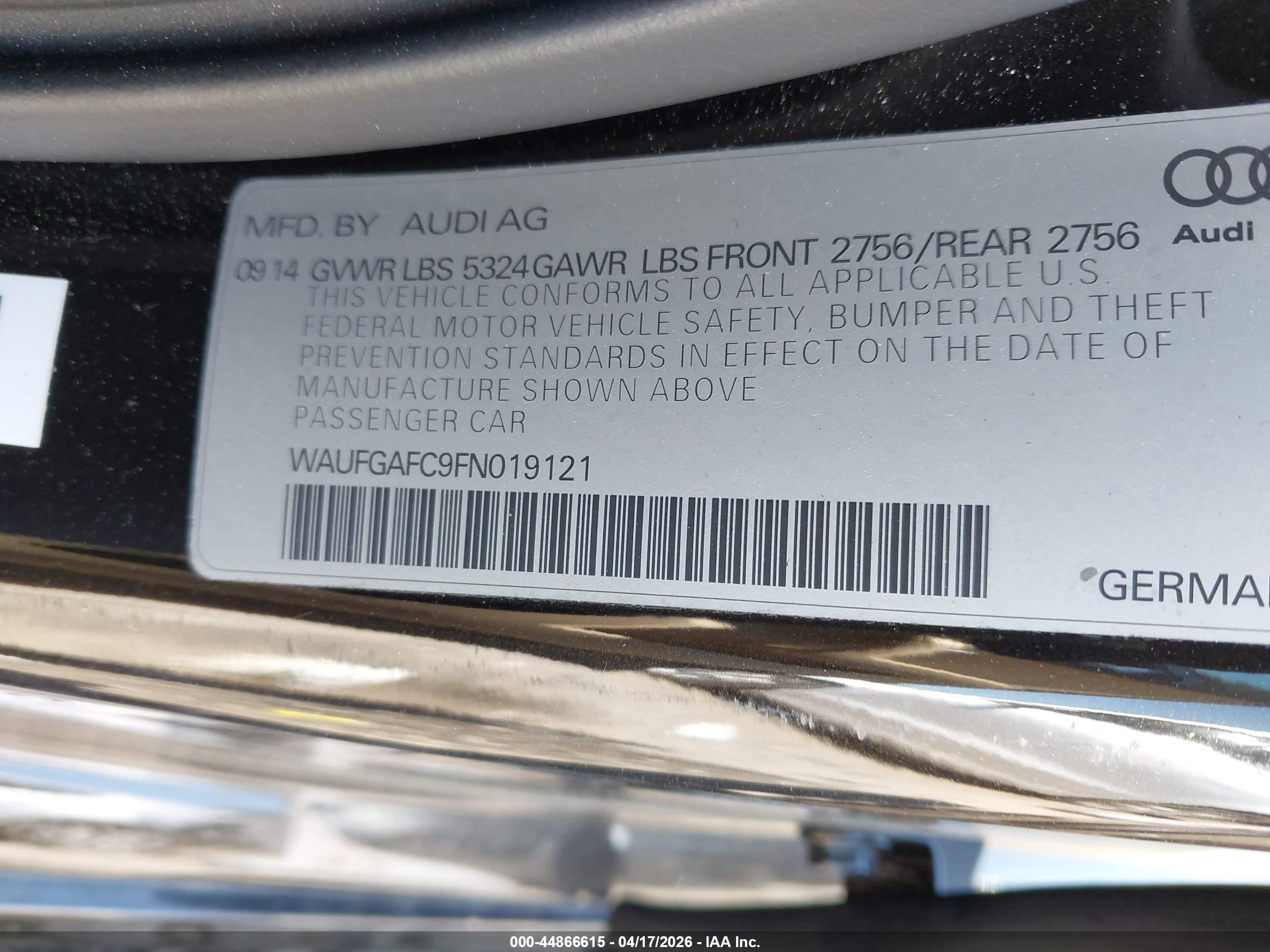 2015 Audi A6 3.0t Premium Plus Black vin: WAUFGAFC9FN019121