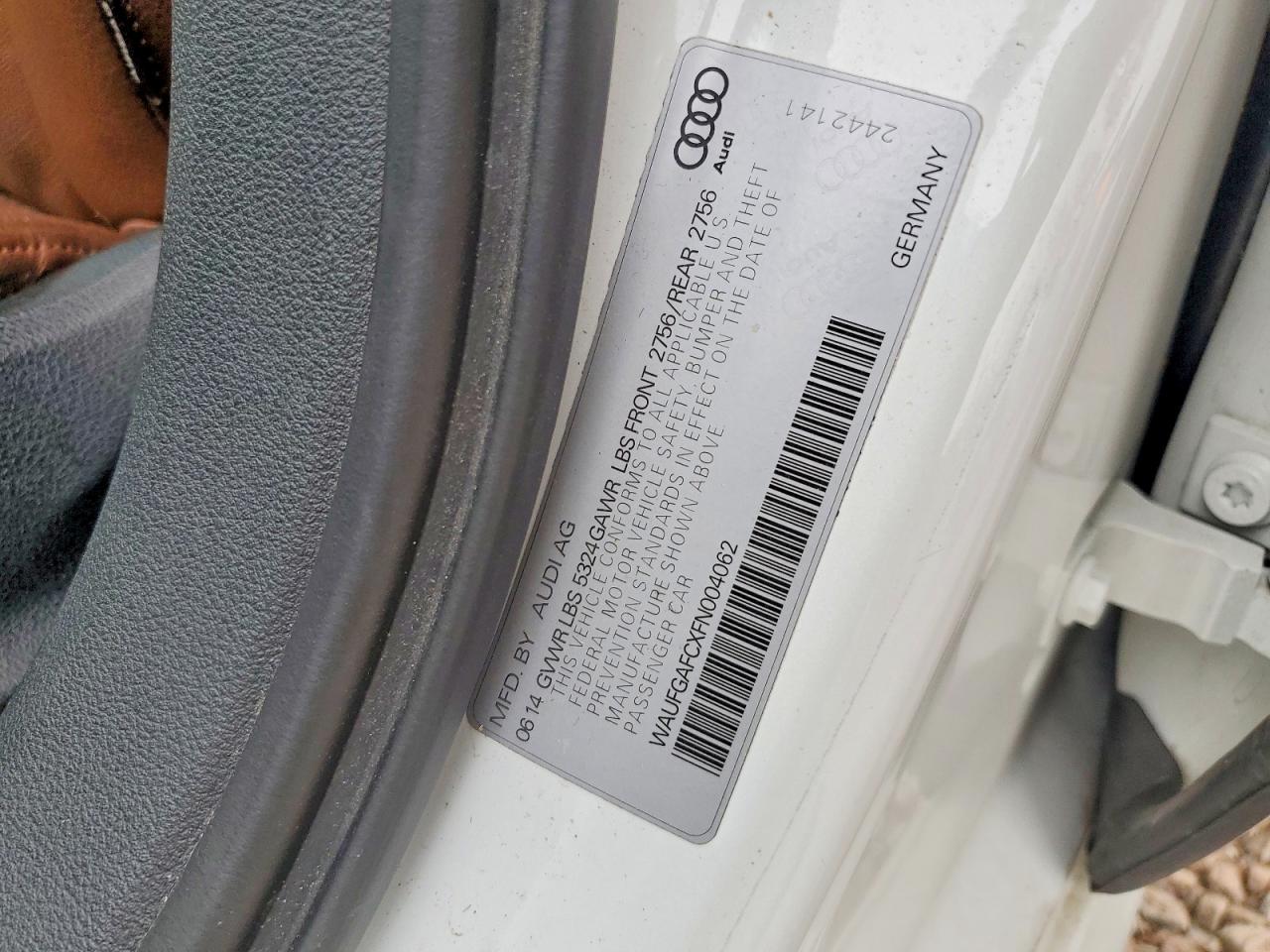 2015 Audi A6 Premium Plus White vin: WAUFGAFCXFN004062