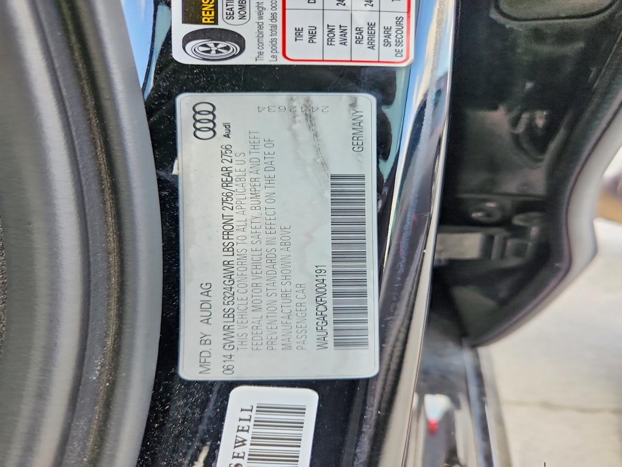 2015 Audi A6 Premium Plus Black vin: WAUFGAFCXFN004191