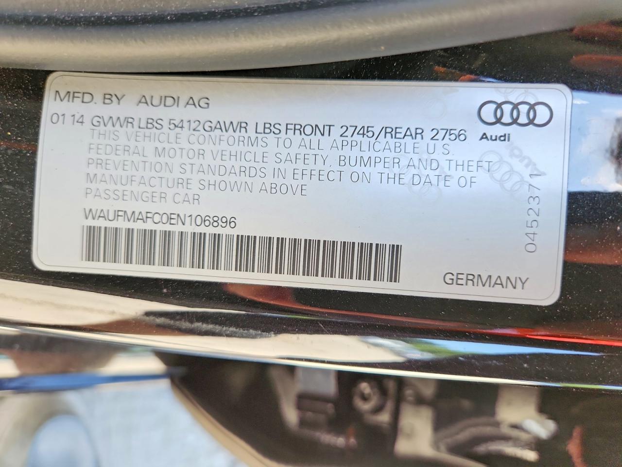 2014 Audi A6 Premium Plus Black vin: WAUFMAFC0EN106896