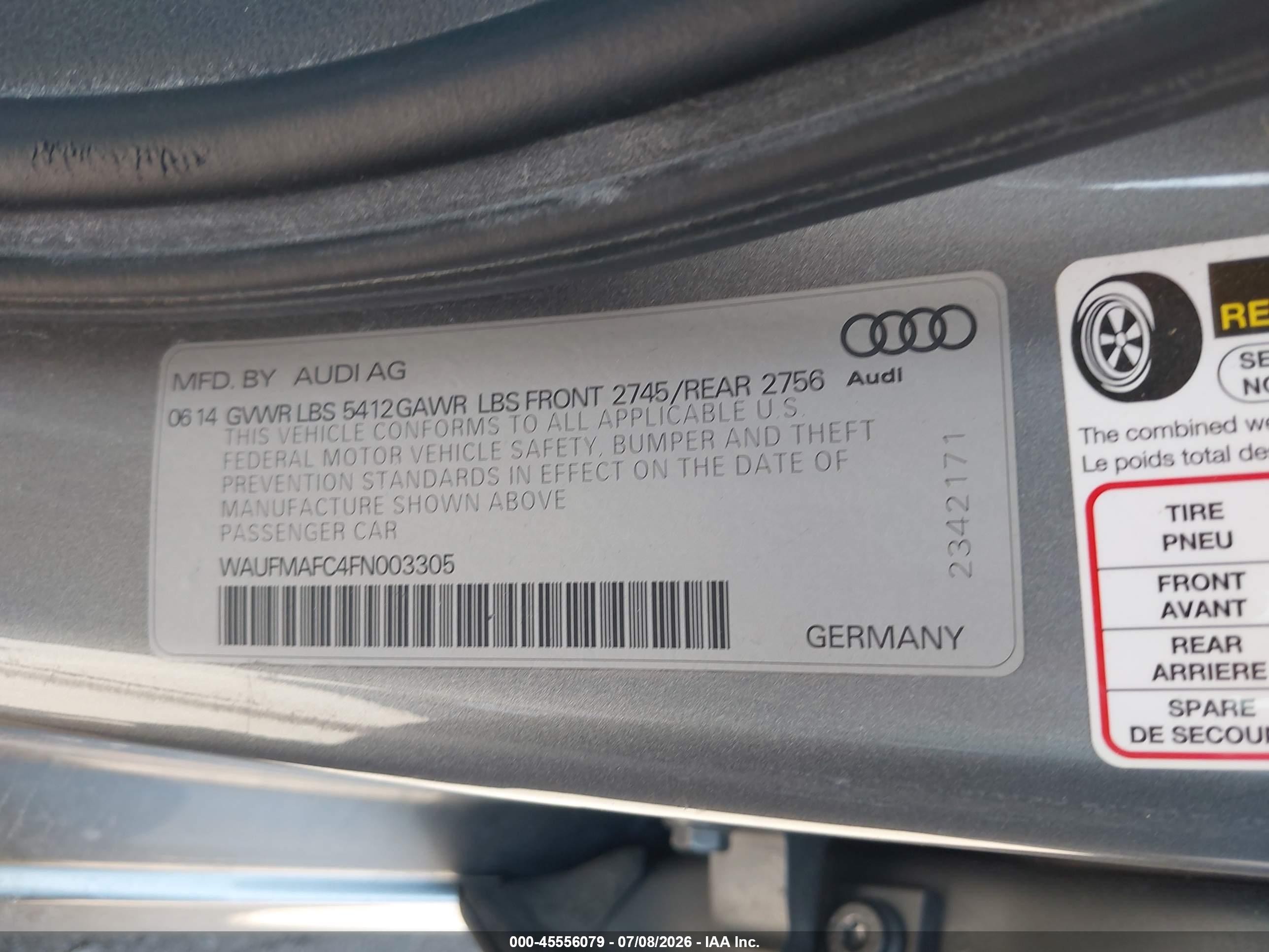 2015 Audi A6 3.0 Tdi Premium Plus Silver vin: WAUFMAFC4FN003305