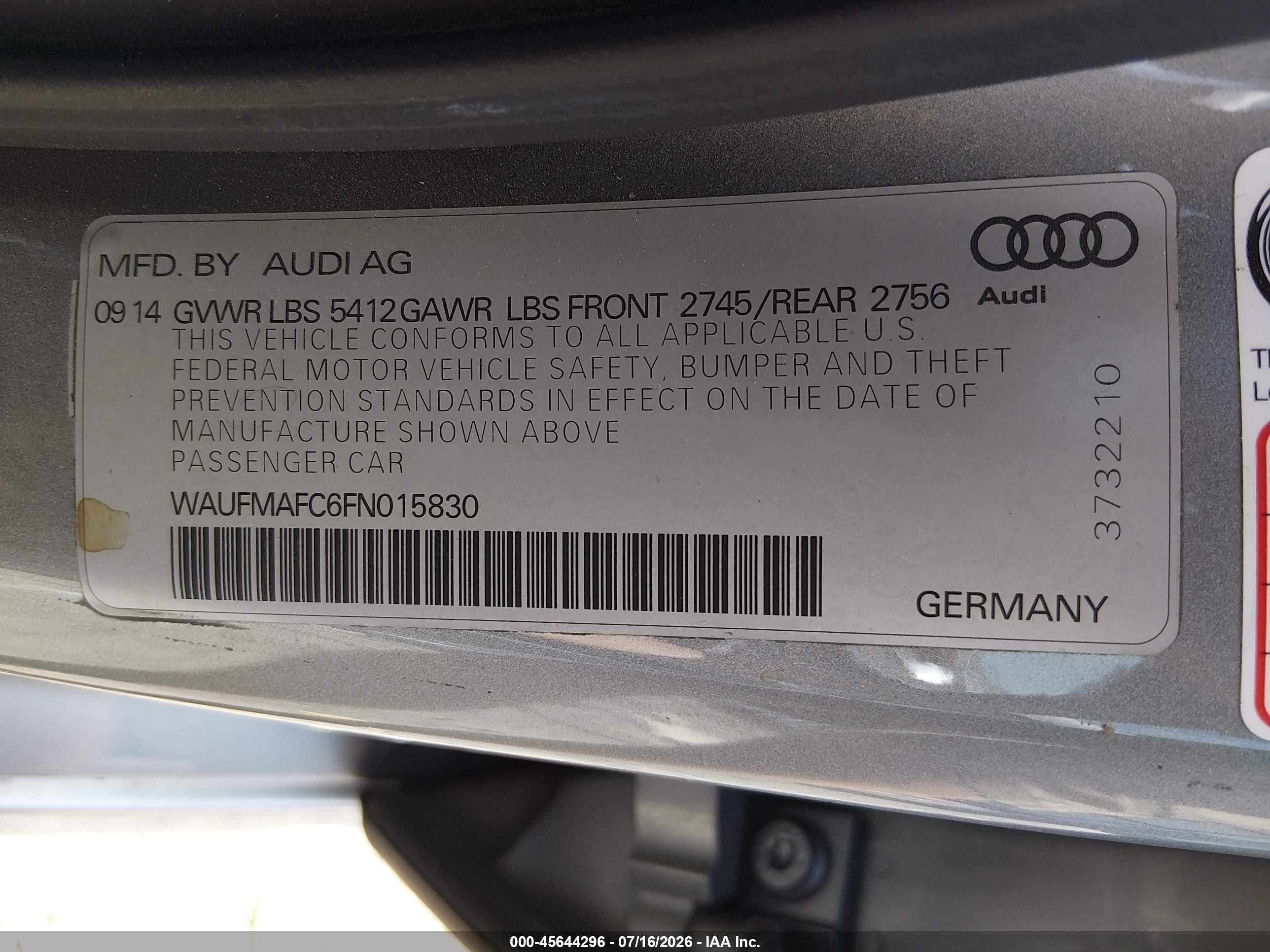 2015 Audi A6 3.0 Tdi Premium Plus Silver vin: WAUFMAFC6FN015830