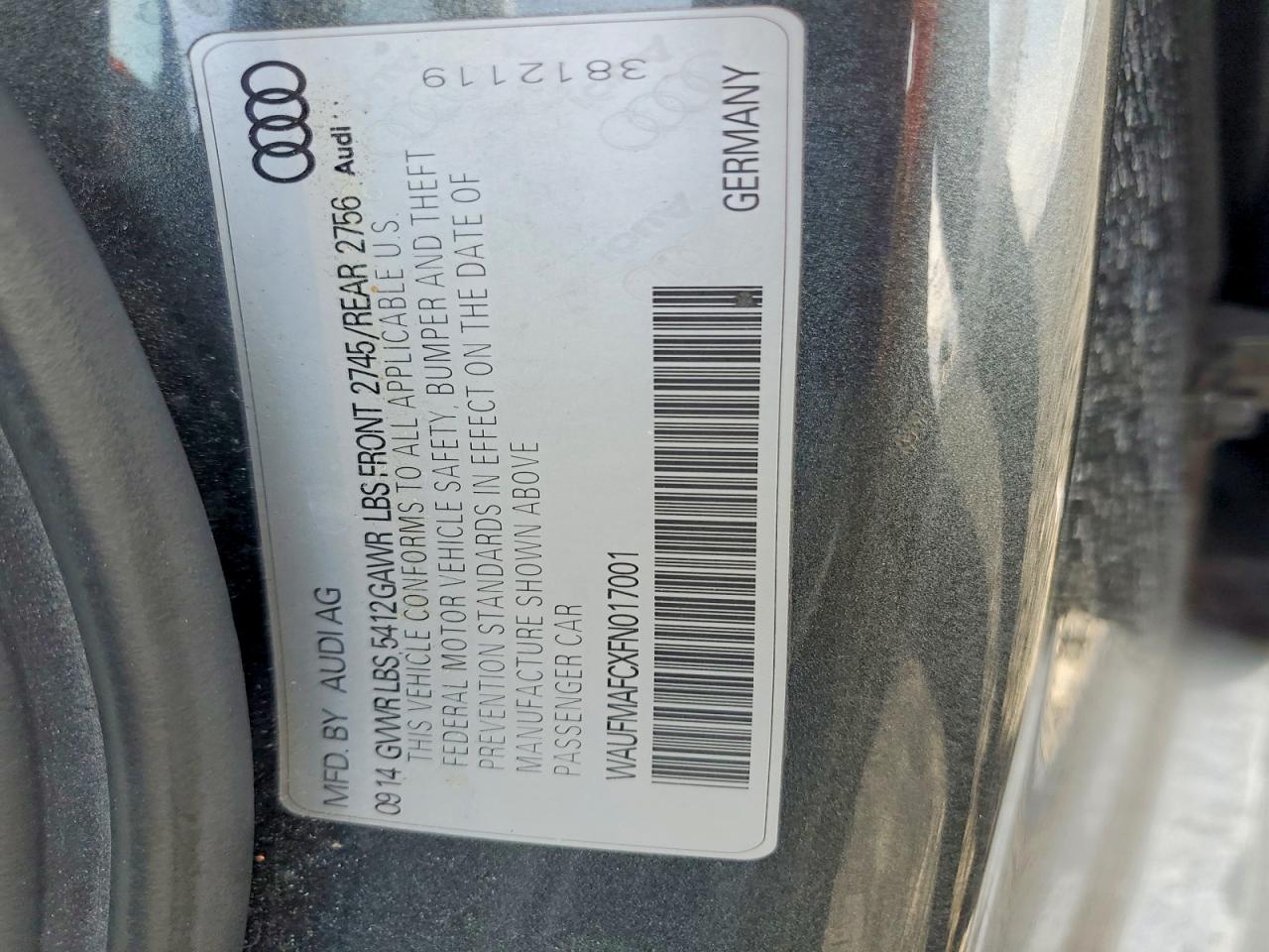 2015 Audi A6 Premium Plus Charcoal vin: WAUFMAFCXFN017001