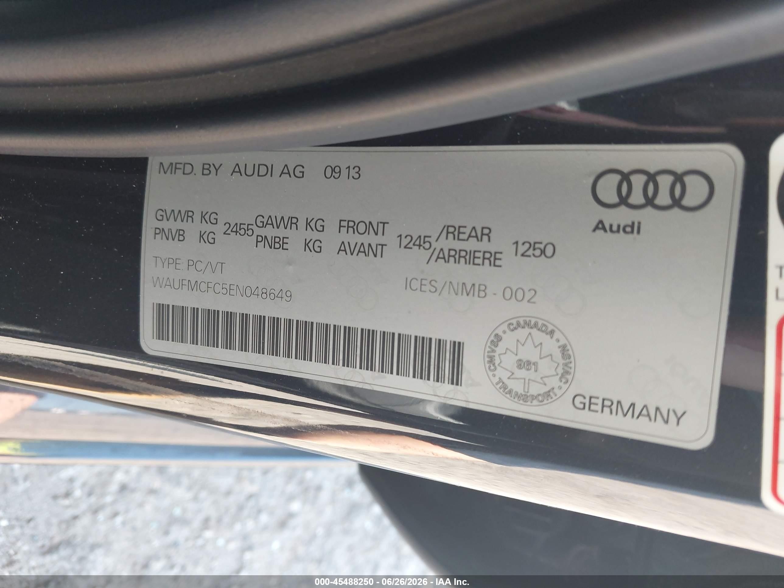 2014 Audi A6 Tdi Progressiv Black vin: WAUFMCFC5EN048649