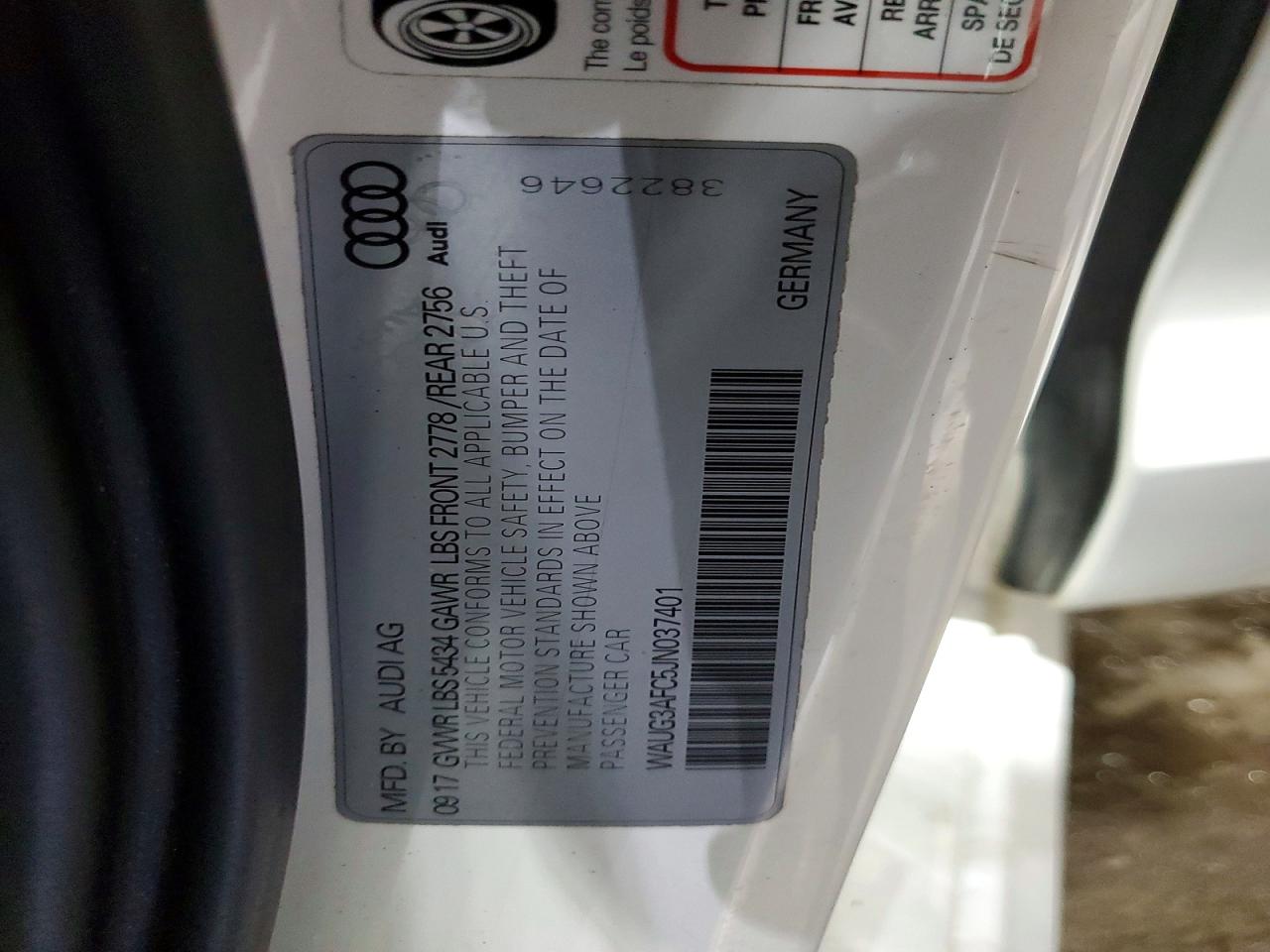 2018 Audi A6 Premium Plus White vin: WAUG3AFC5JN037401