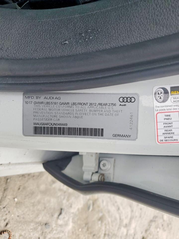 2018 Audi A6 Premium Plus White vin: WAUG8AFCXJN046449