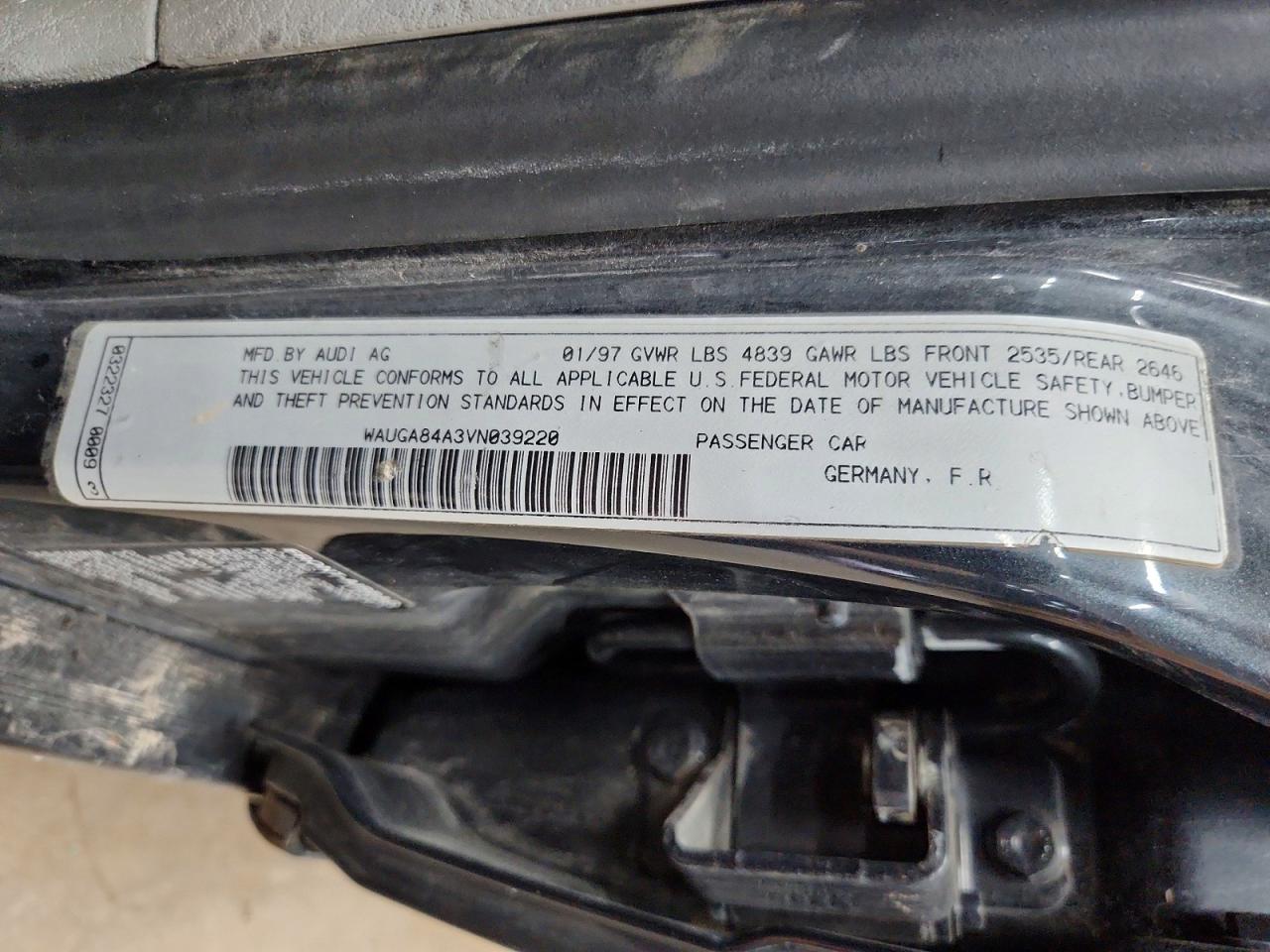1997 Audi A6 2.8 Quattro Charcoal vin: WAUGA84A3VN039220