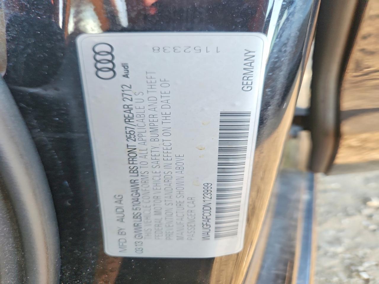 2013 Audi A6 Premium Plus Black vin: WAUGFAFC0DN123999