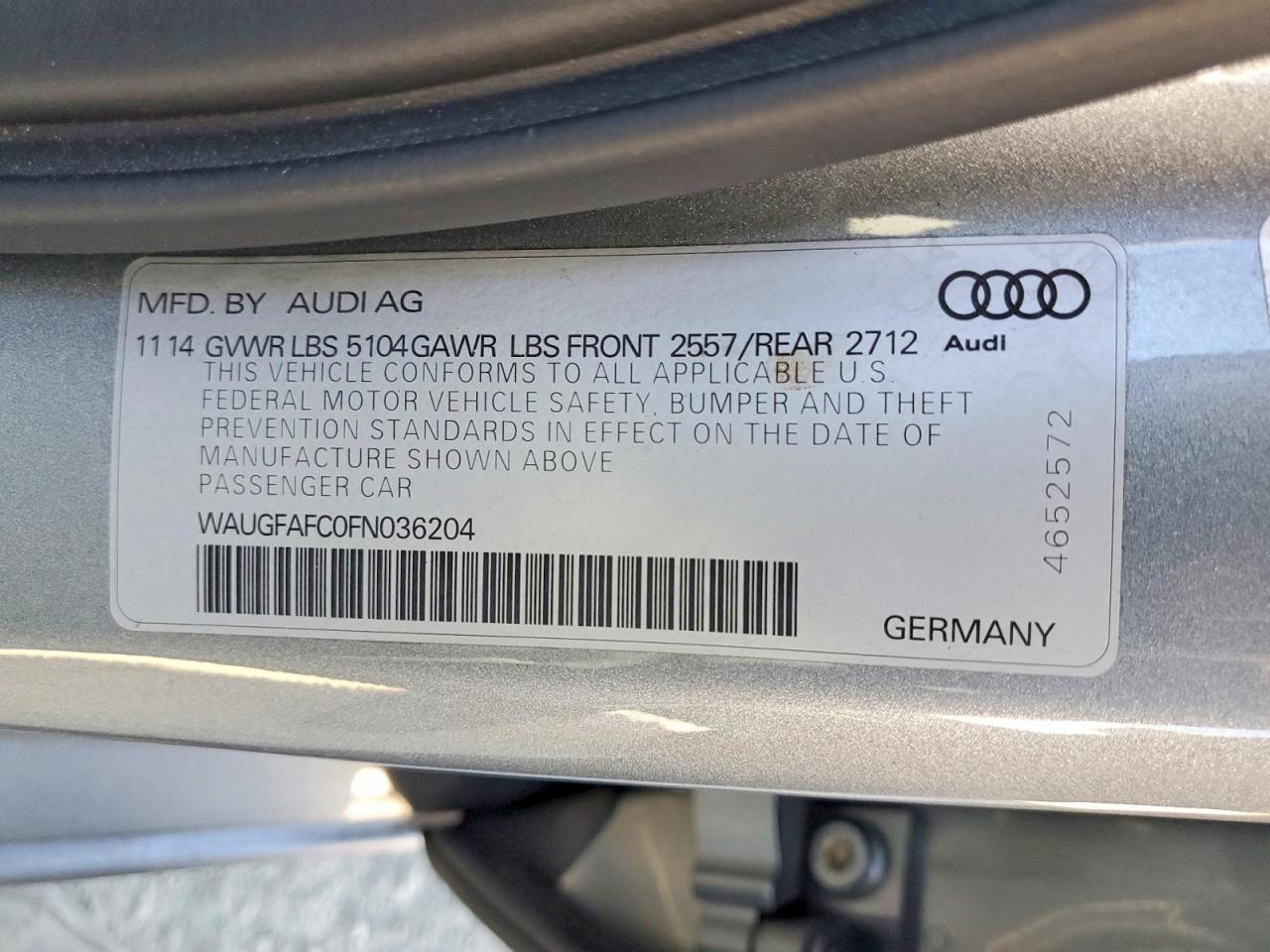 2015 Audi A6 Premium Plus Silver vin: WAUGFAFC0FN036204