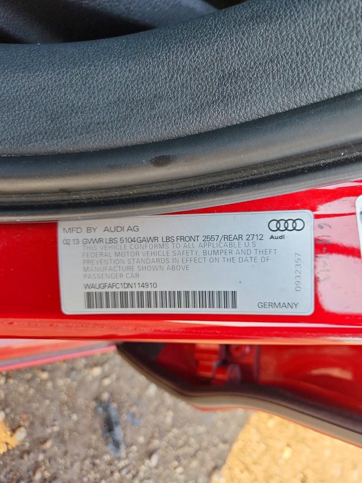 2013 Audi A6 Premium Plus Red vin: WAUGFAFC1DN114910