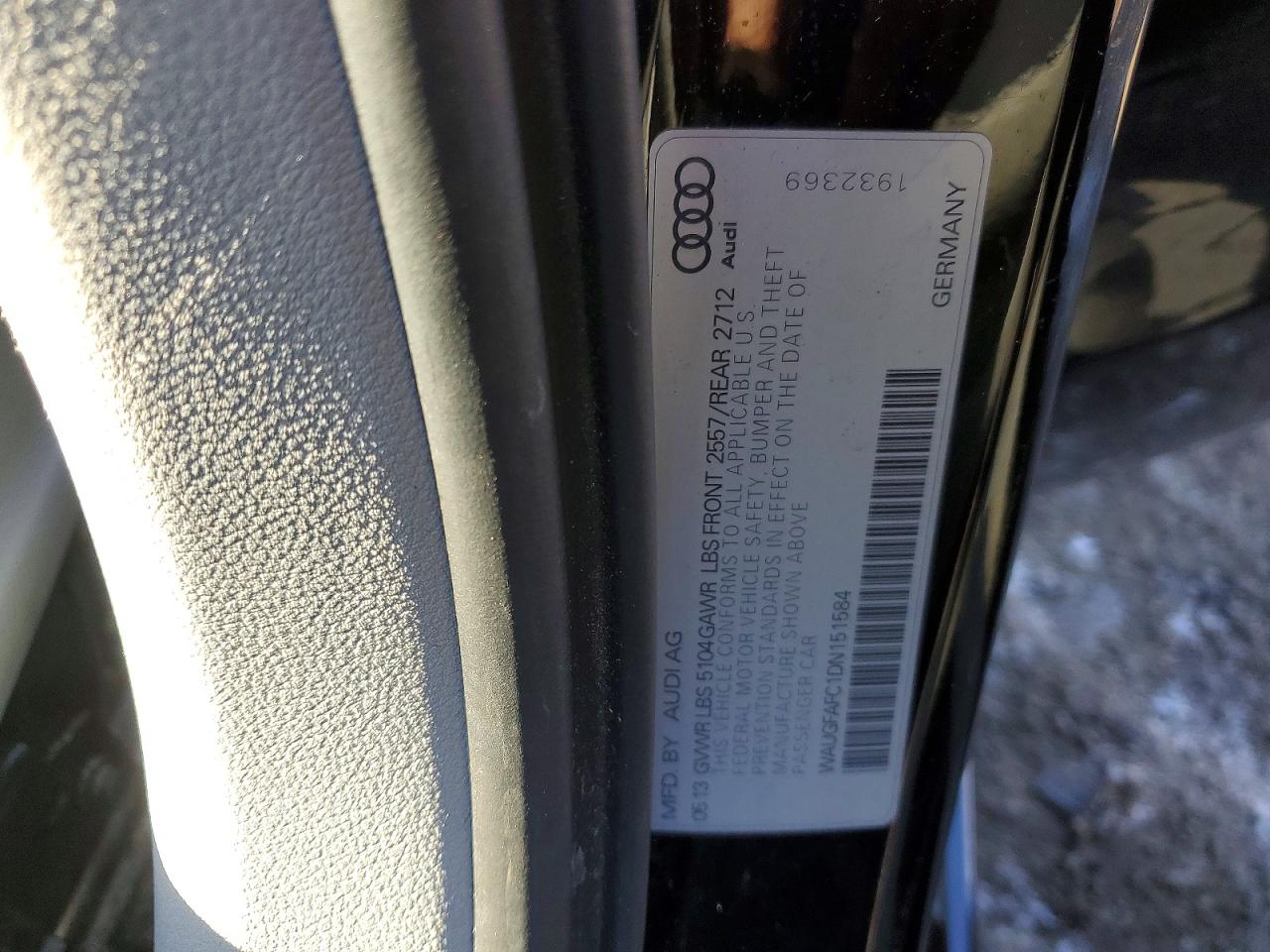 2013 Audi A6 Premium Plus Black vin: WAUGFAFC1DN151584