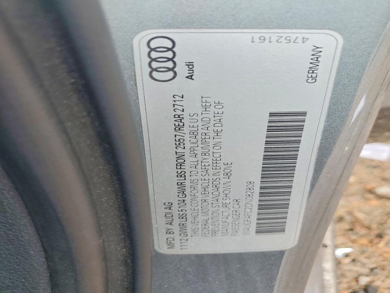 2013 Audi A6 Premium Plus Серебряный vin: WAUGFAFC2DN082808
