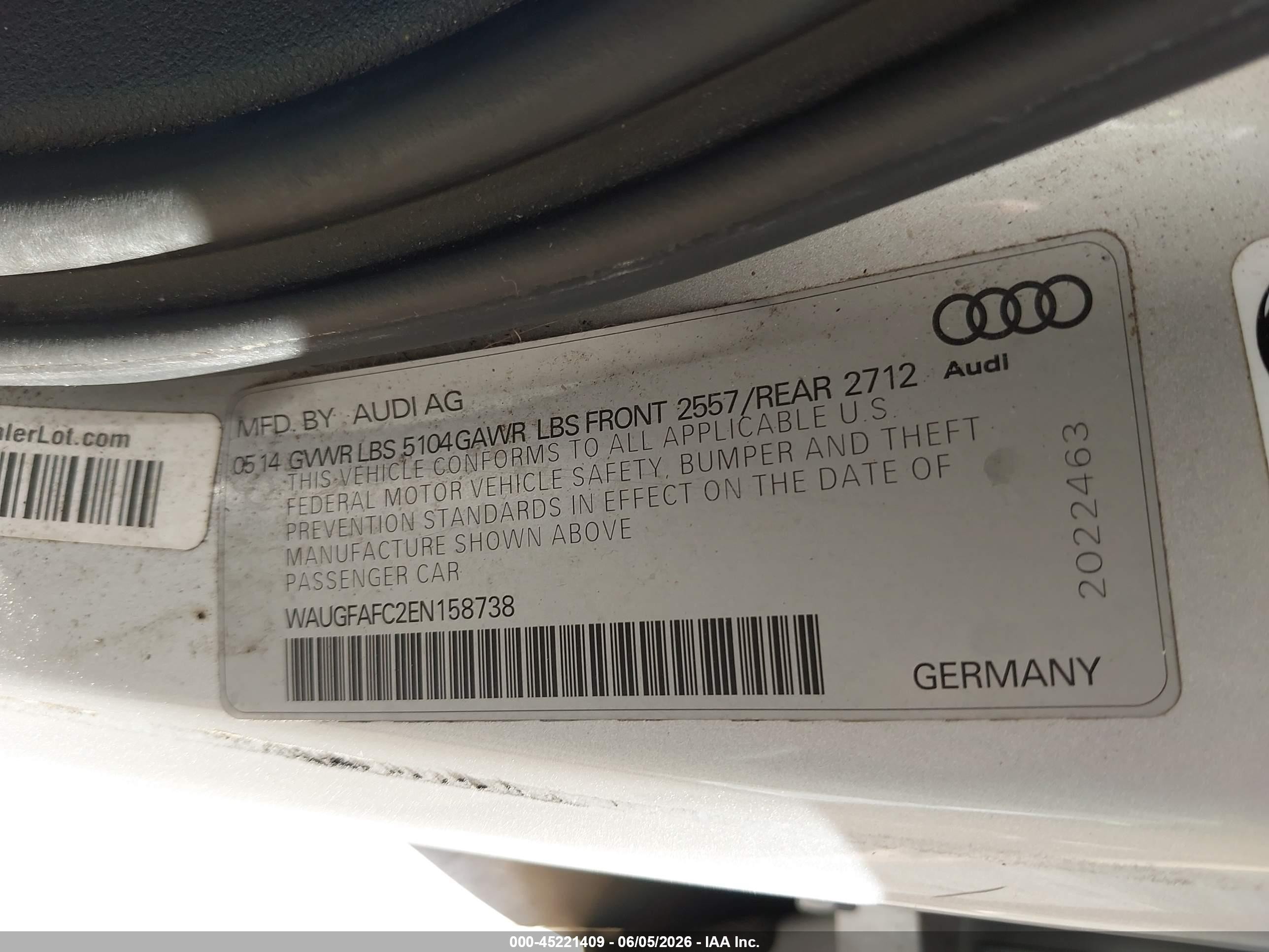 2014 Audi A6 2.0t Premium Серый vin: WAUGFAFC2EN158738