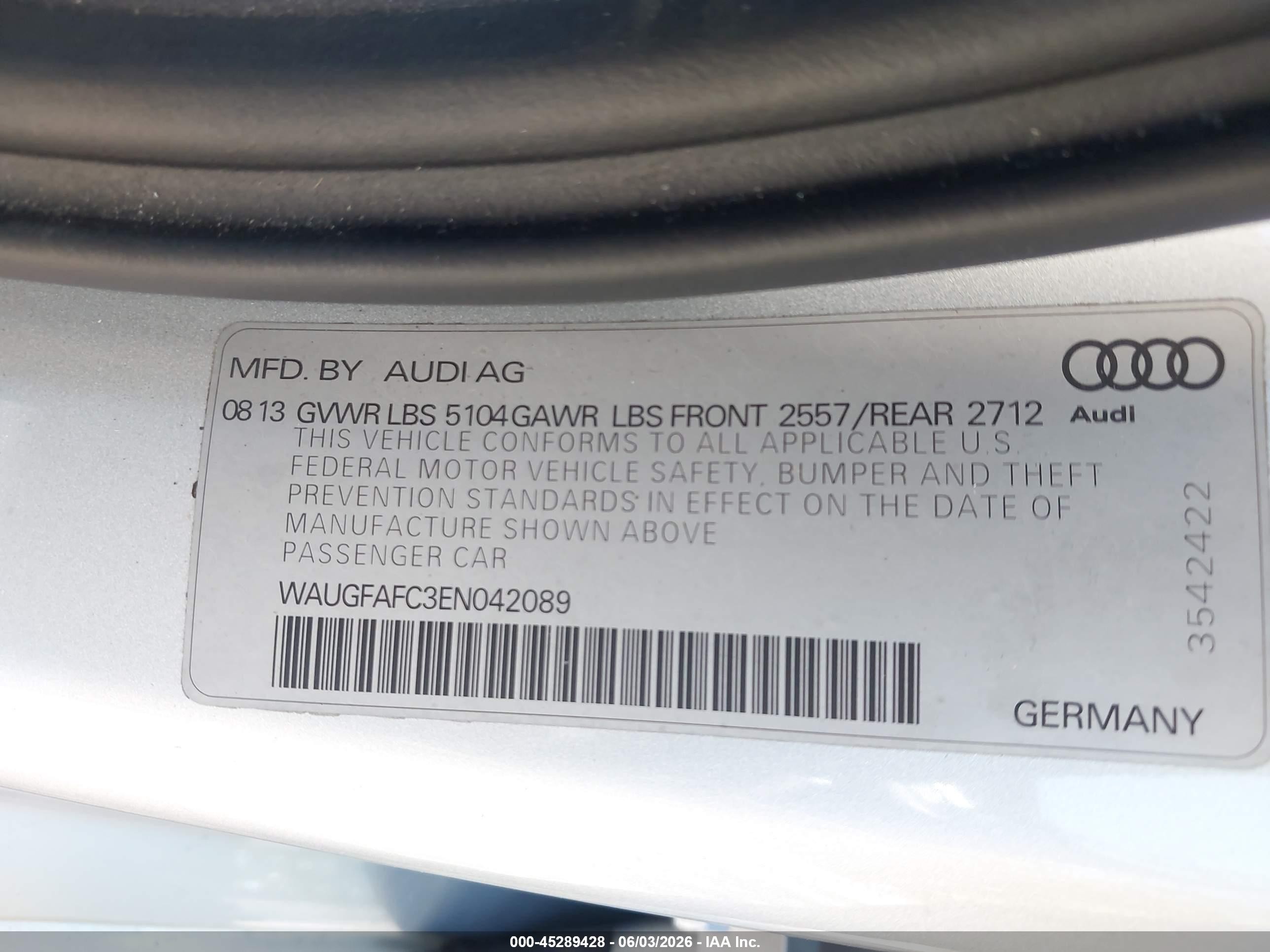 2014 Audi A6 2.0t Premium Silver vin: WAUGFAFC3EN042089
