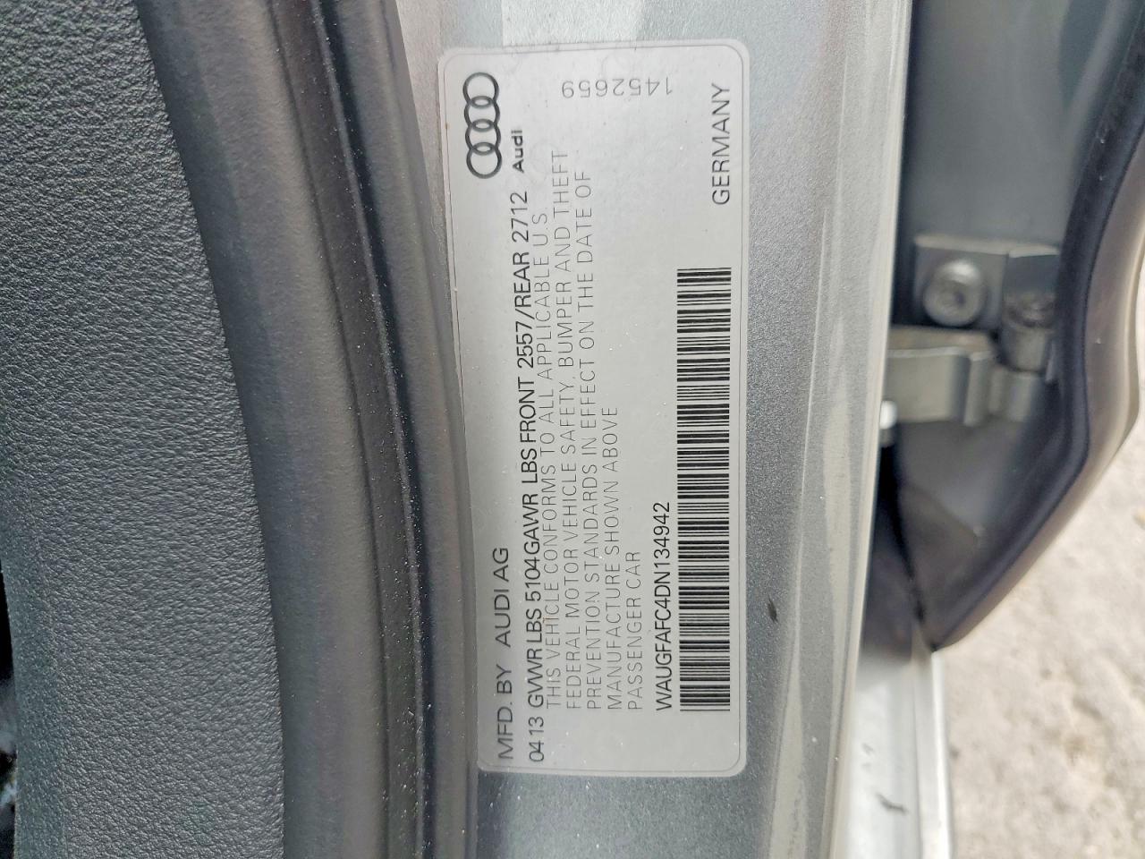 2013 Audi A6 Premium Plus Silver vin: WAUGFAFC4DN134942
