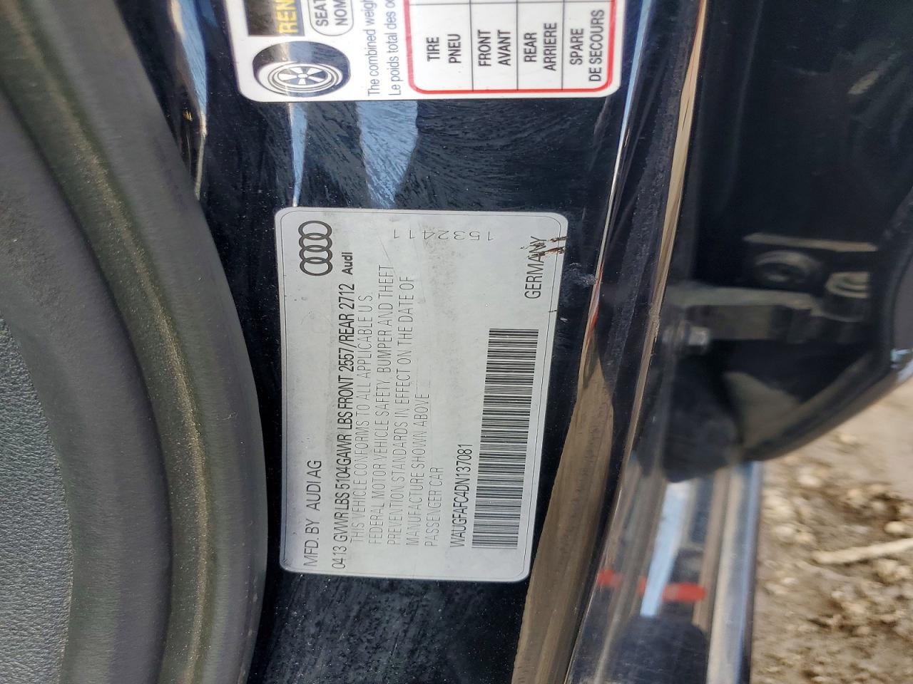 2013 Audi A6 Premium Plus Black vin: WAUGFAFC4DN137081