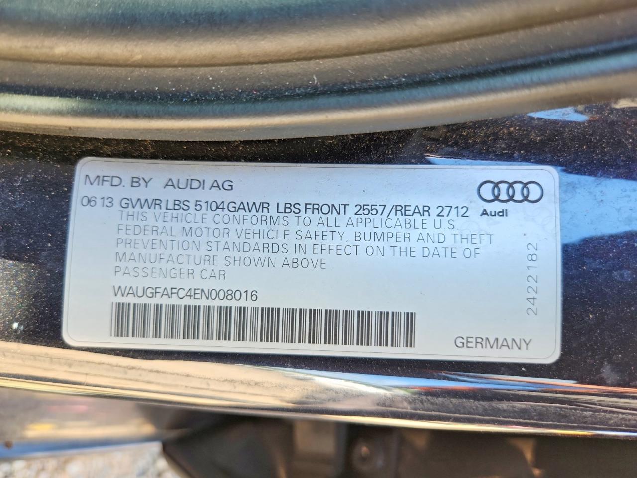 2014 Audi A6 Premium Plus Blue vin: WAUGFAFC4EN008016