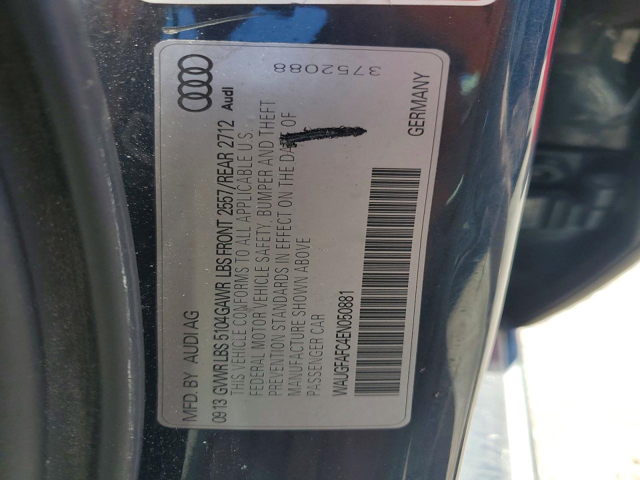 2014 Audi A6 Premium Plus Gray vin: WAUGFAFC4EN050881