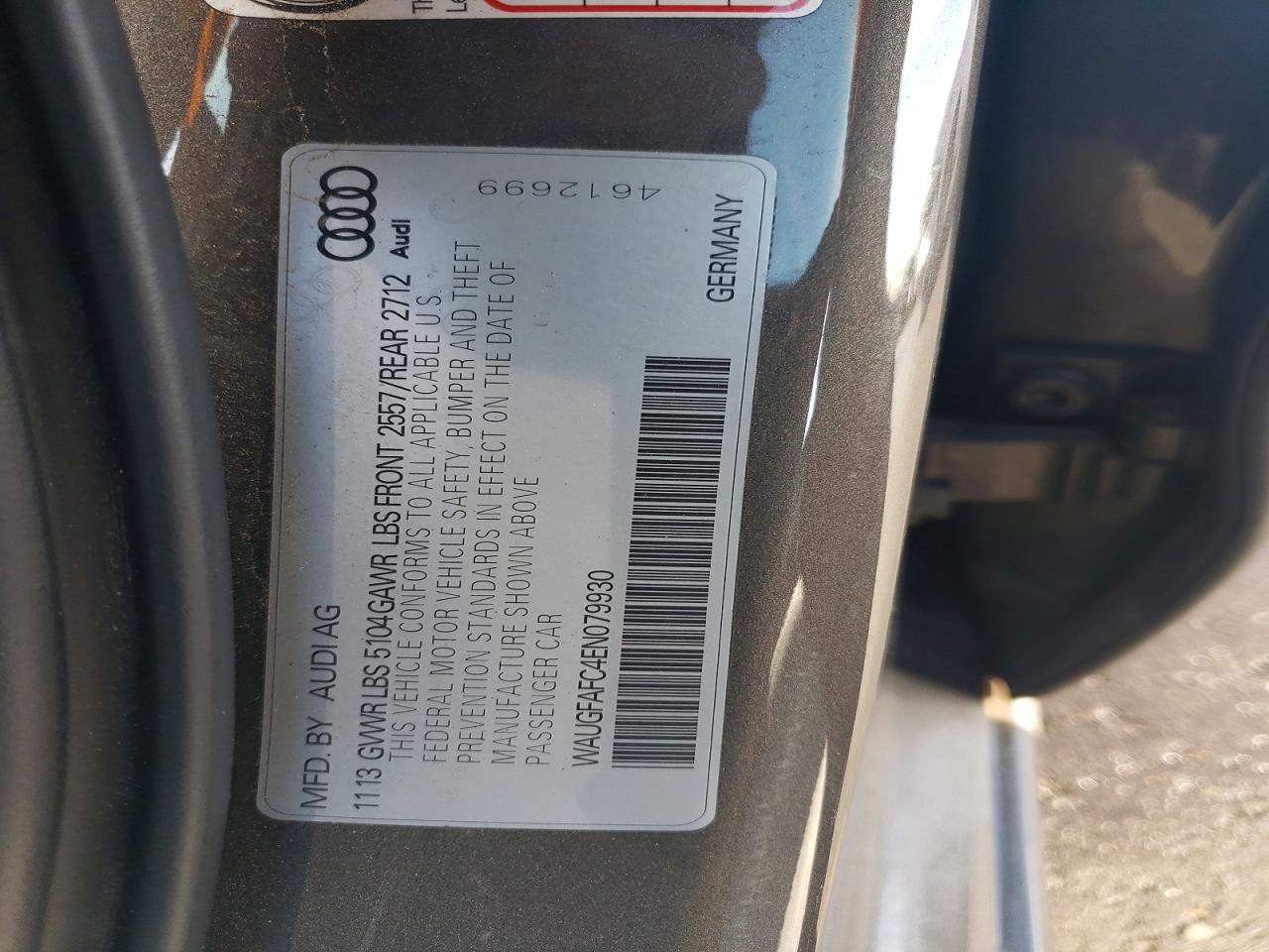 2014 Audi A6 Premium Plus Gray vin: WAUGFAFC4EN079930