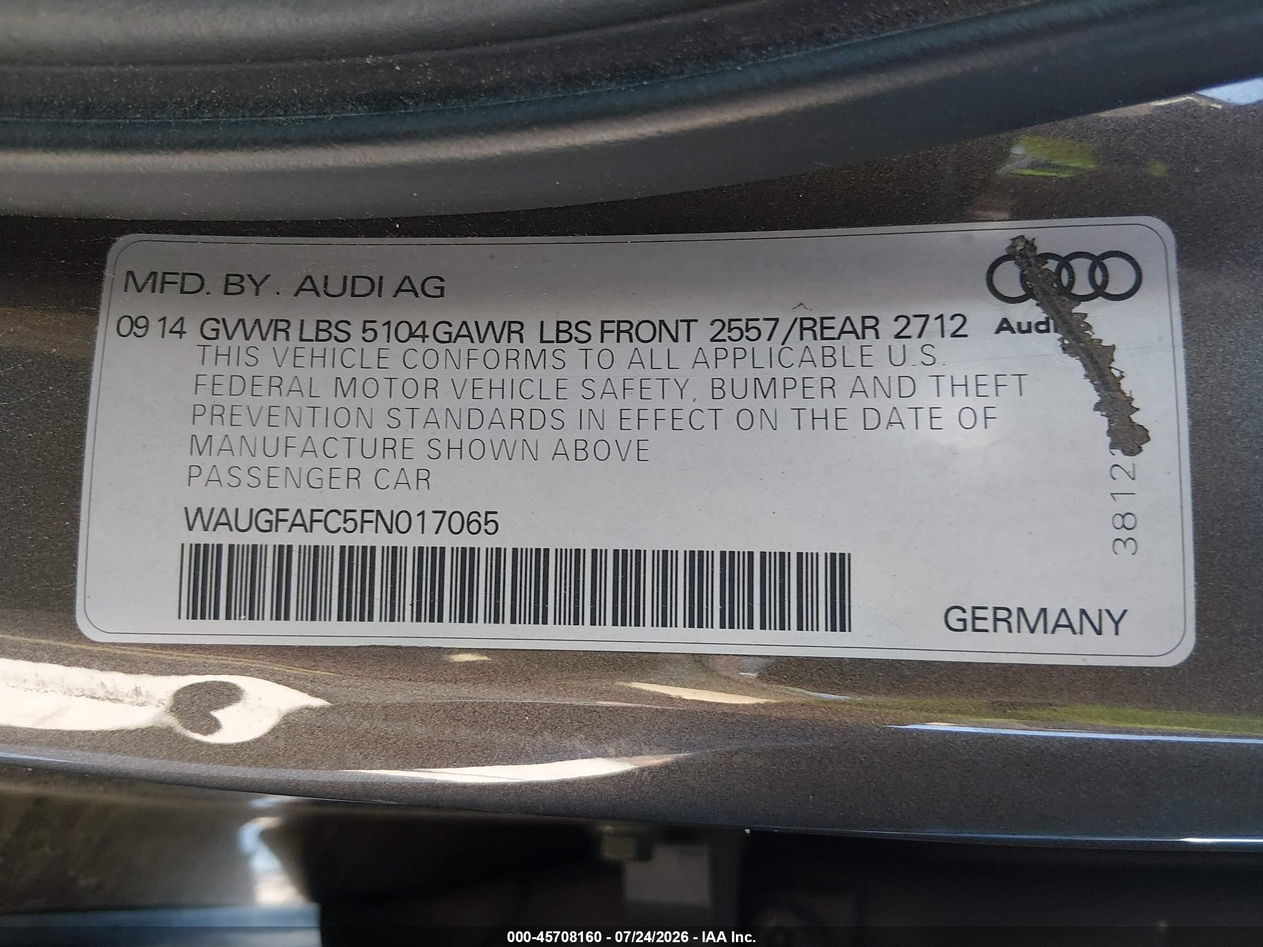 2015 Audi A6 2.0t Premium Brown vin: WAUGFAFC5FN017065