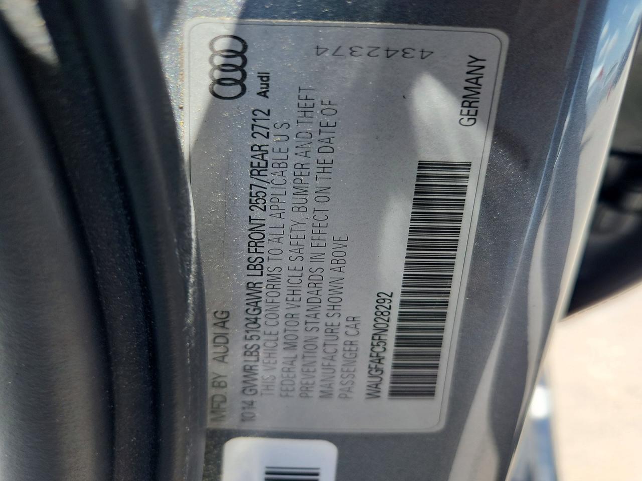 2015 Audi A6 Premium Plus Silver vin: WAUGFAFC5FN028292