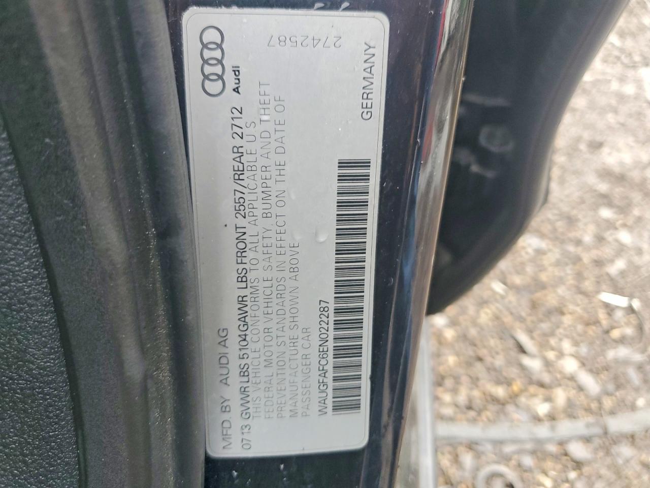 2014 Audi A6 Premium Plus Черный vin: WAUGFAFC6EN022287