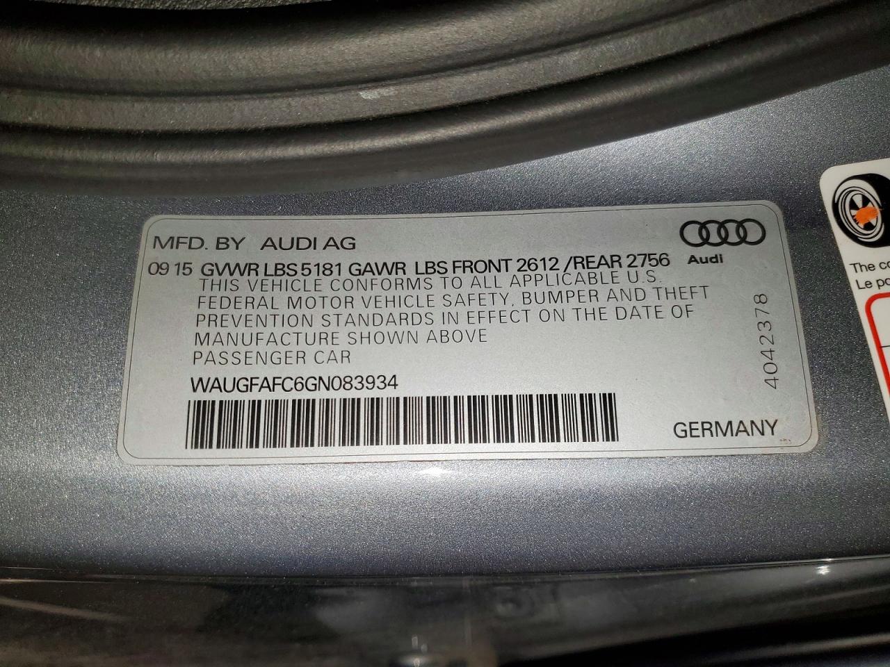 2016 Audi A6 Premium Plus Серебряный vin: WAUGFAFC6GN083934