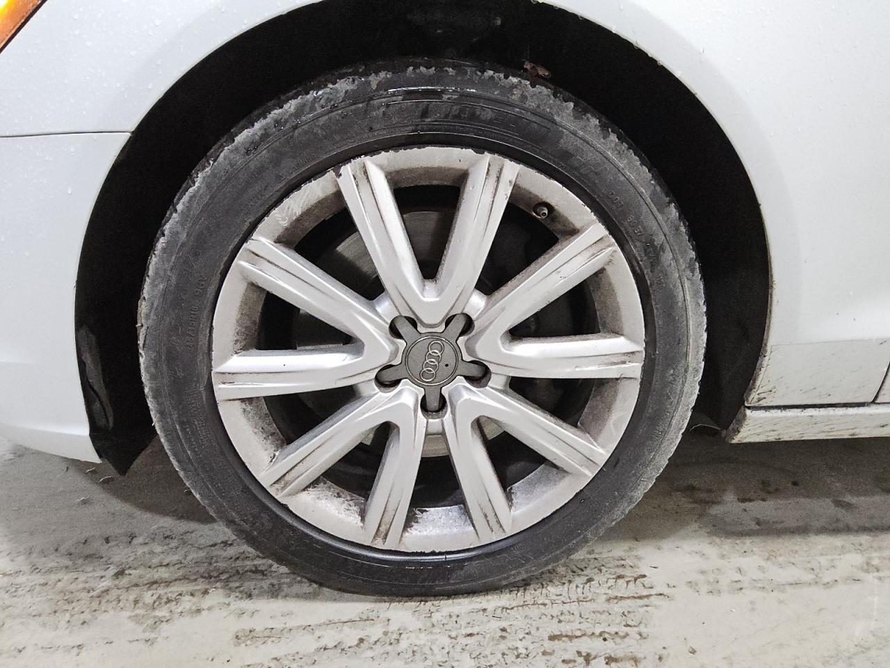 2014 Audi A6 Premium Plus White vin: WAUGFAFC7EN048557 Damage: Left Front Wheel, Curb Rash, > 12 Inches