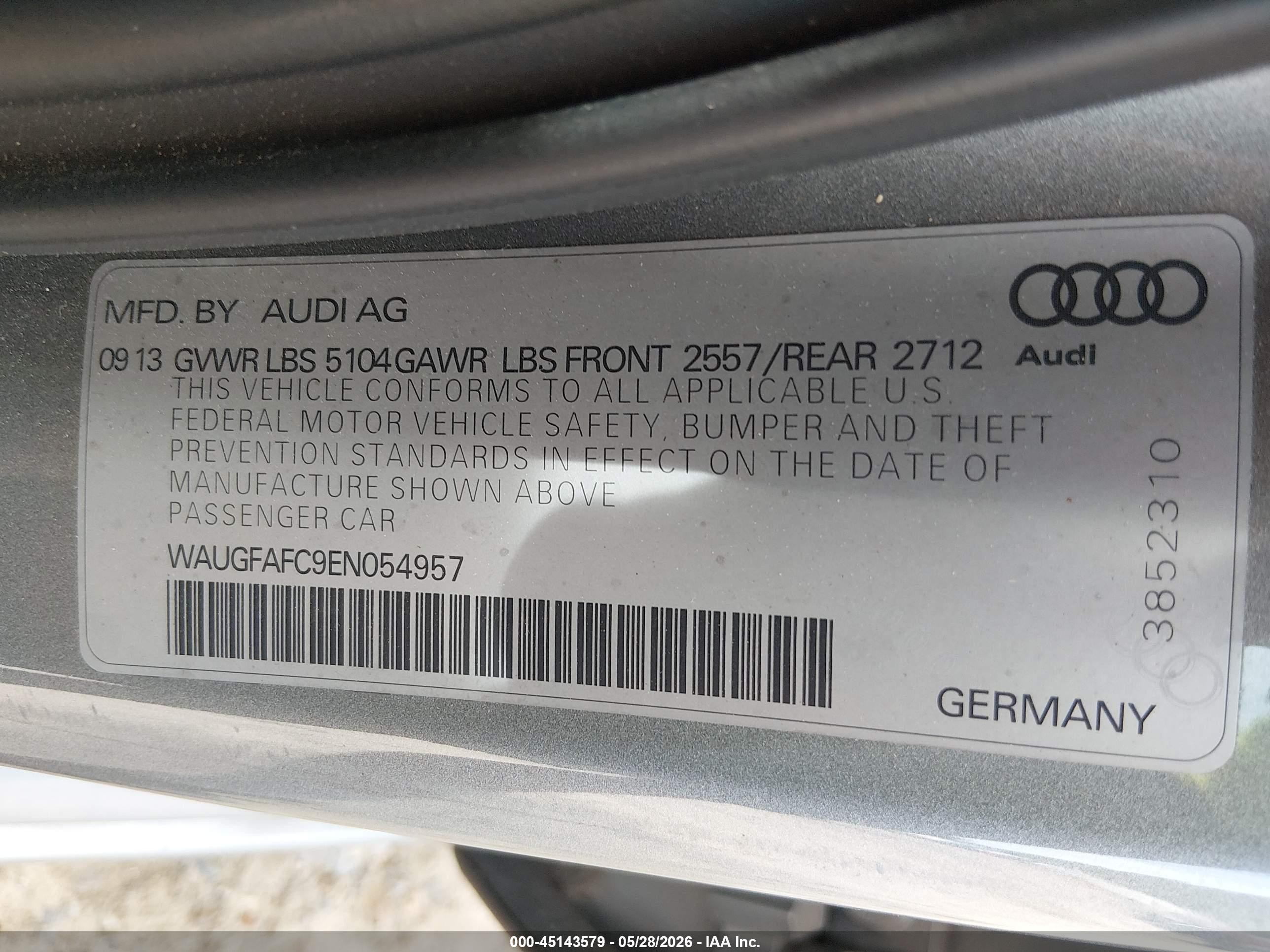 2014 Audi A6 2.0t Premium Silver vin: WAUGFAFC9EN054957