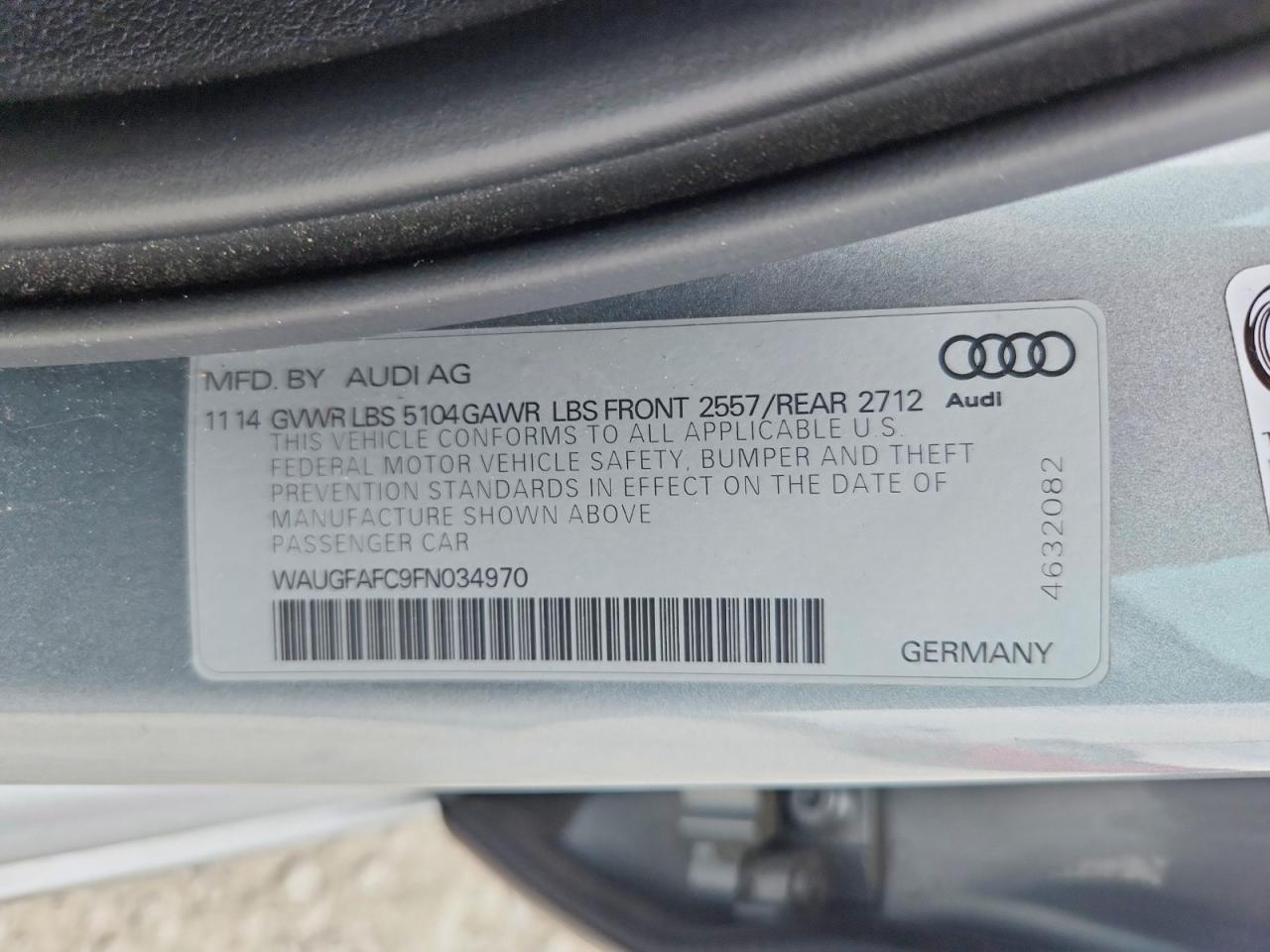 2015 Audi A6 Premium Plus Silver vin: WAUGFAFC9FN034970