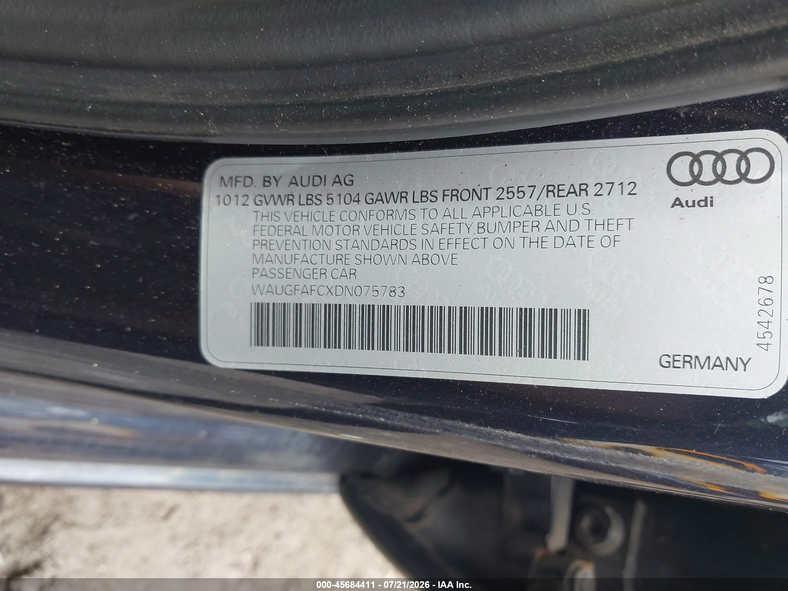 2013 Audi A6 2.0t Premium Gray vin: WAUGFAFCXDN075783