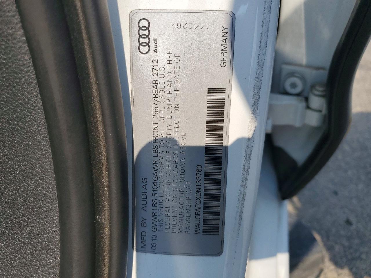 2013 Audi A6 Premium Plus White vin: WAUGFAFCXDN133763